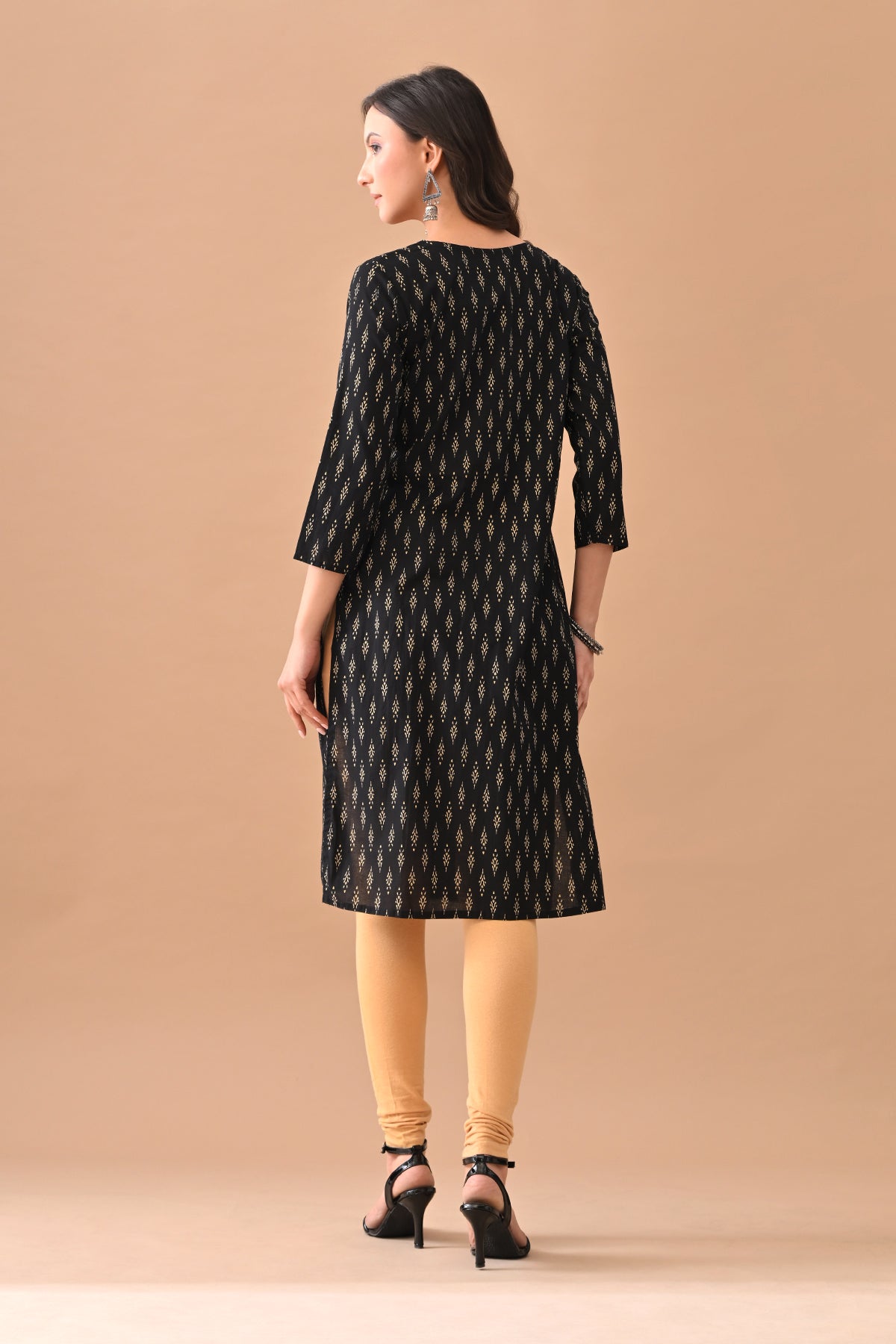 Black Printed Straight Kurta