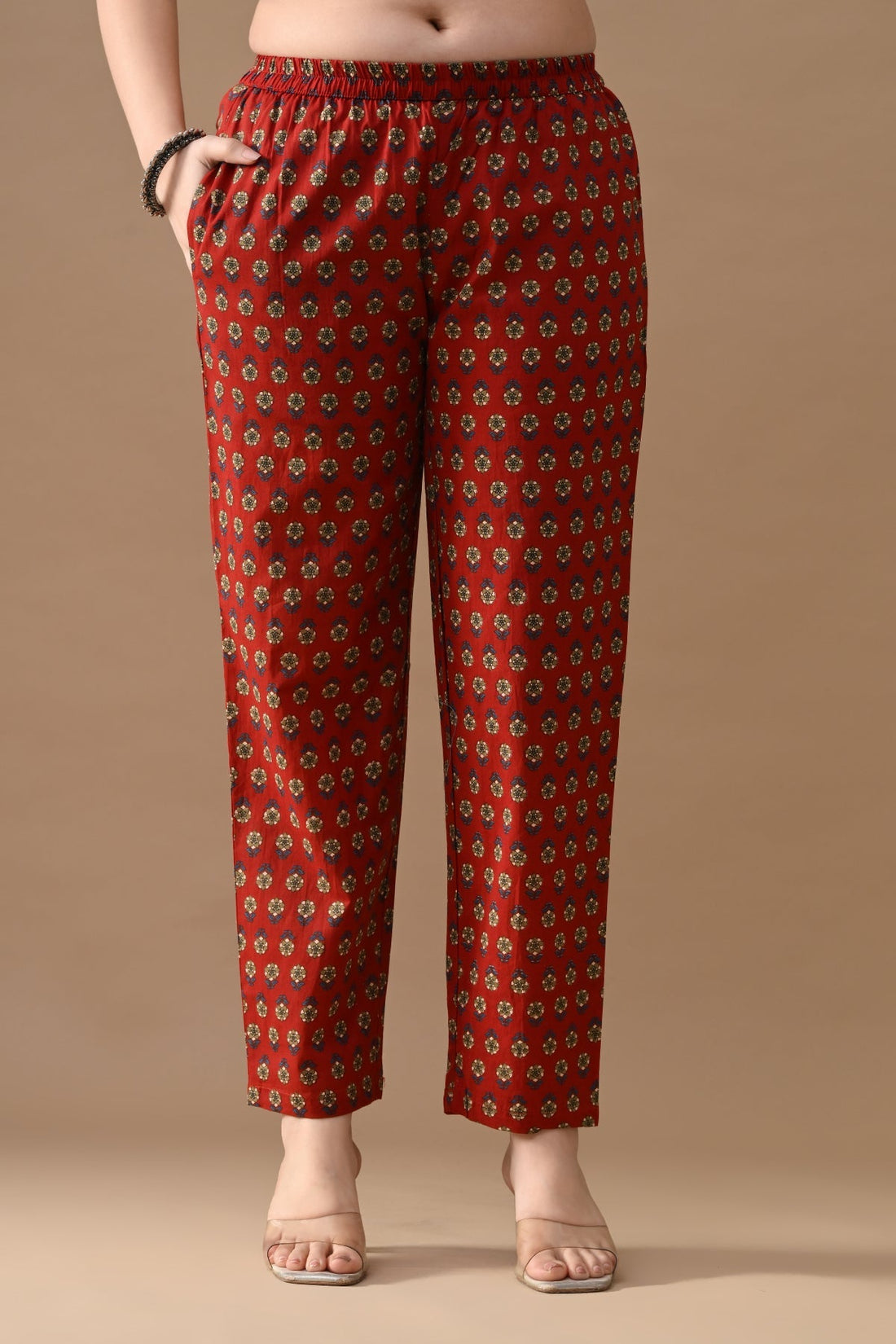 Maroon Floral Printed Kurta 2 Pcs Set