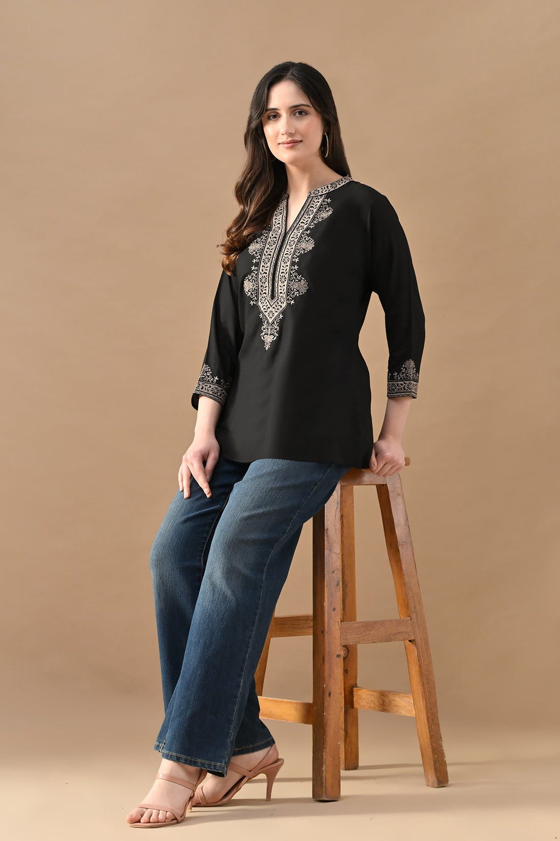Black Embroidered Top
