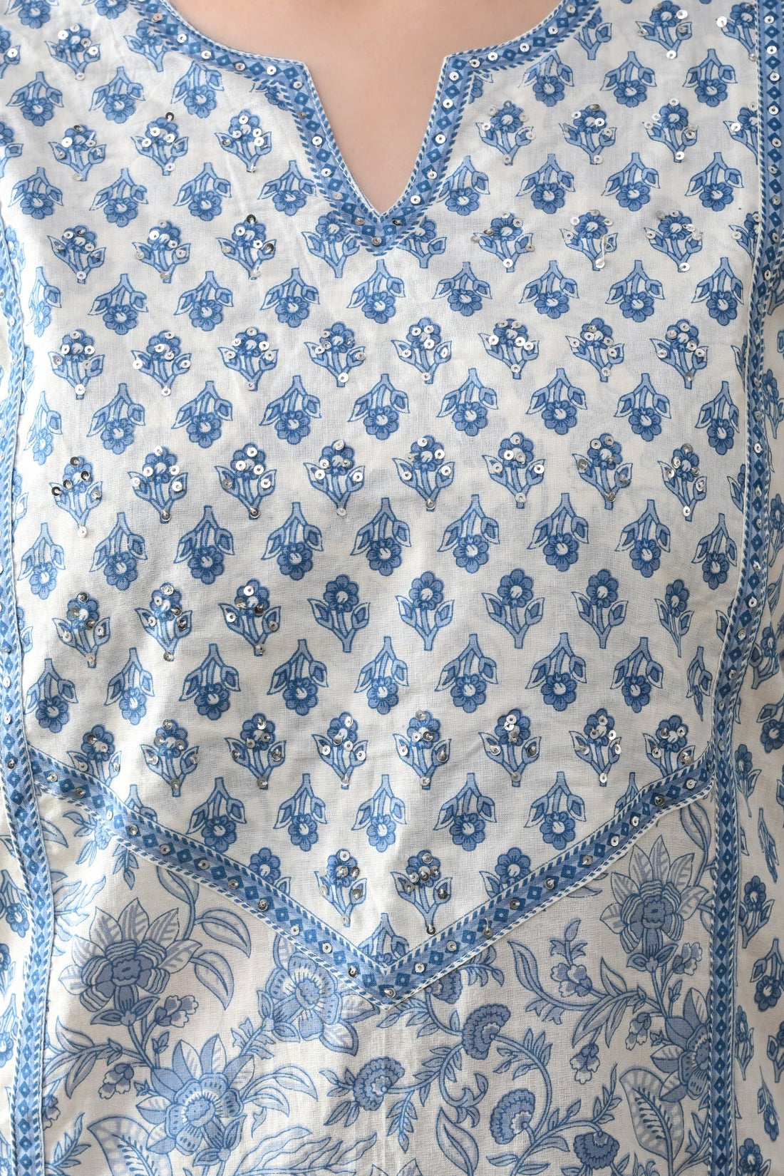 Cream Floral Printed Kurta 2 Pcs Set