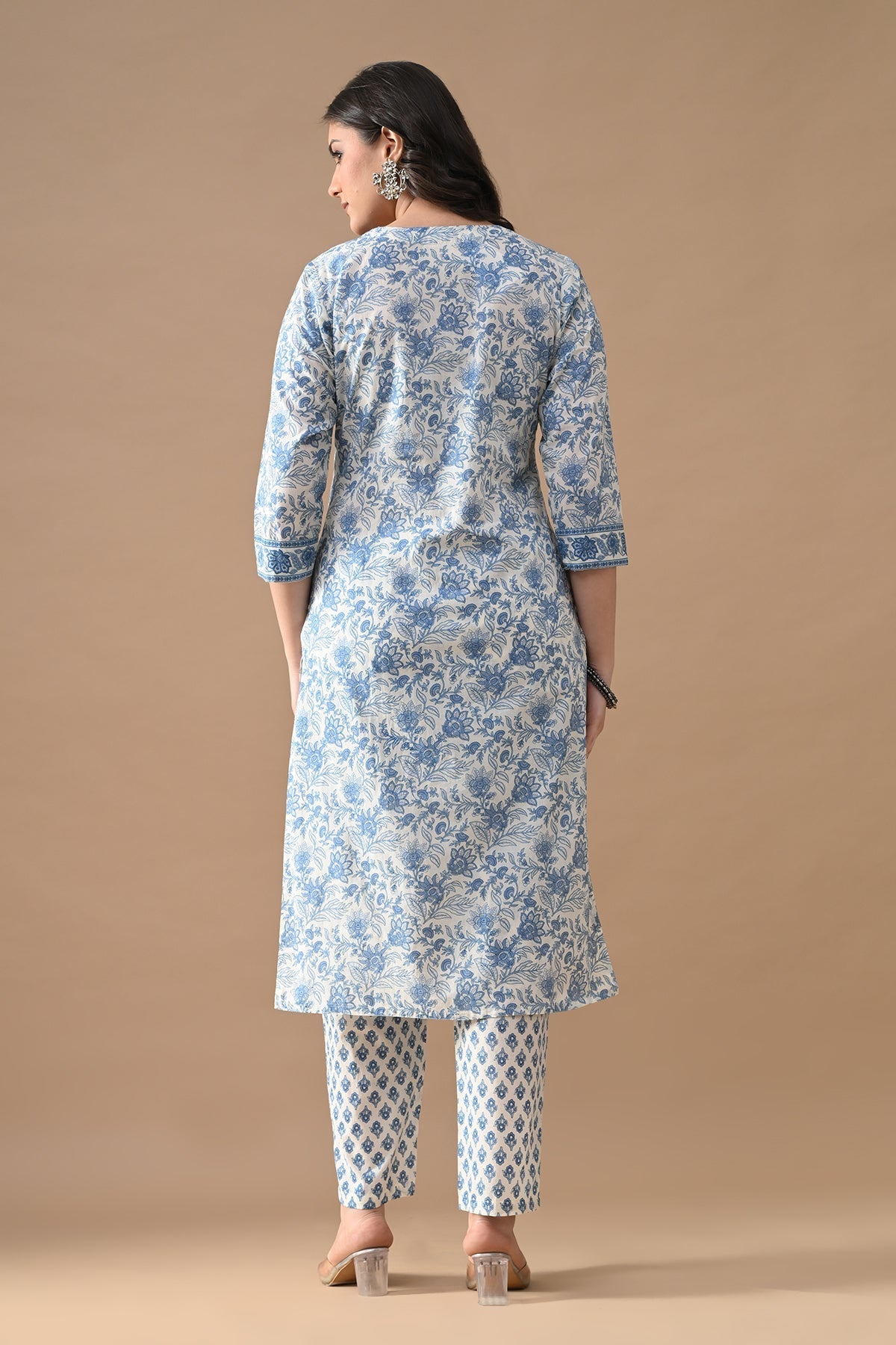 Cream Floral Printed Kurta 2 Pcs Set