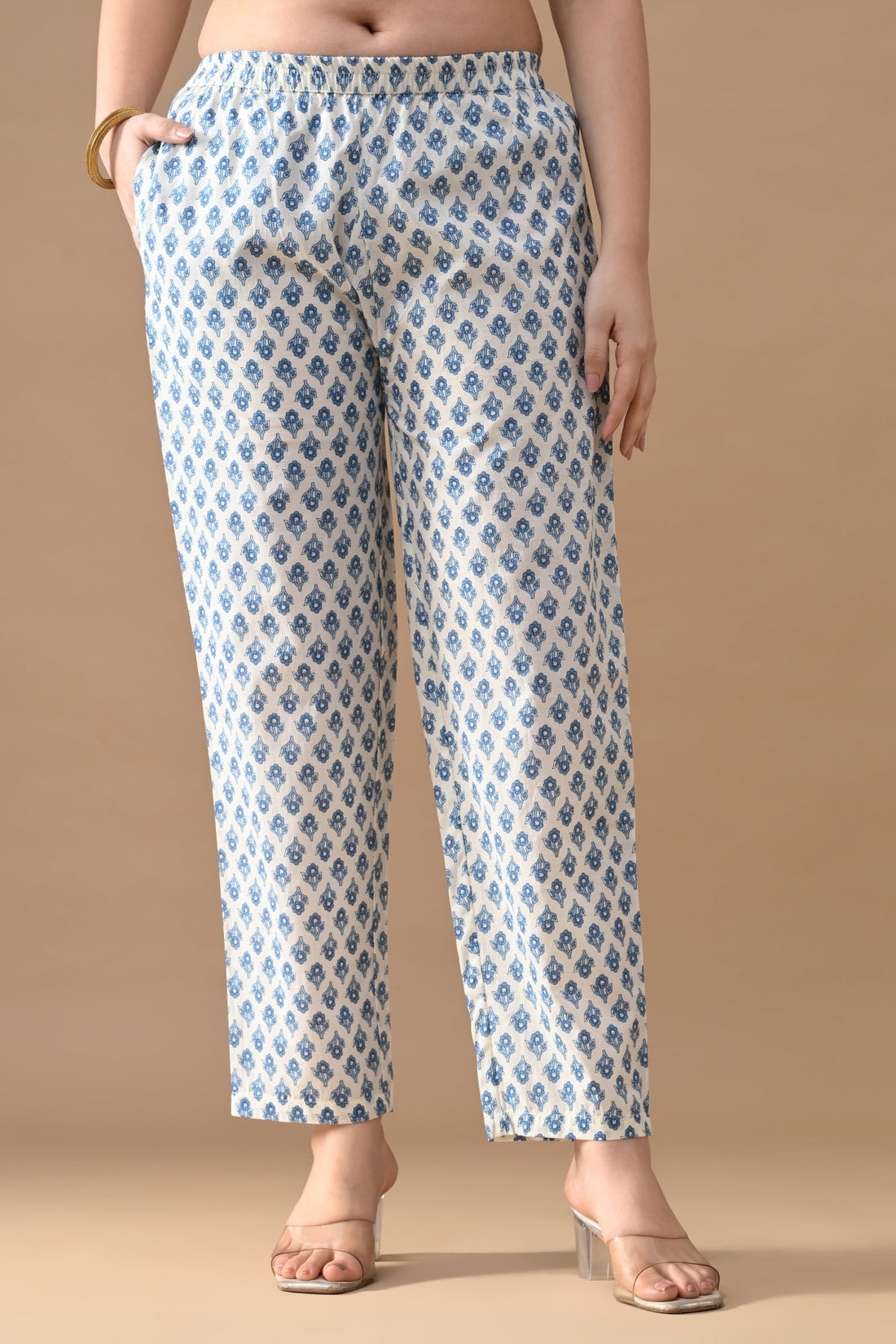 Cream Floral Printed Kurta 2 Pcs Set