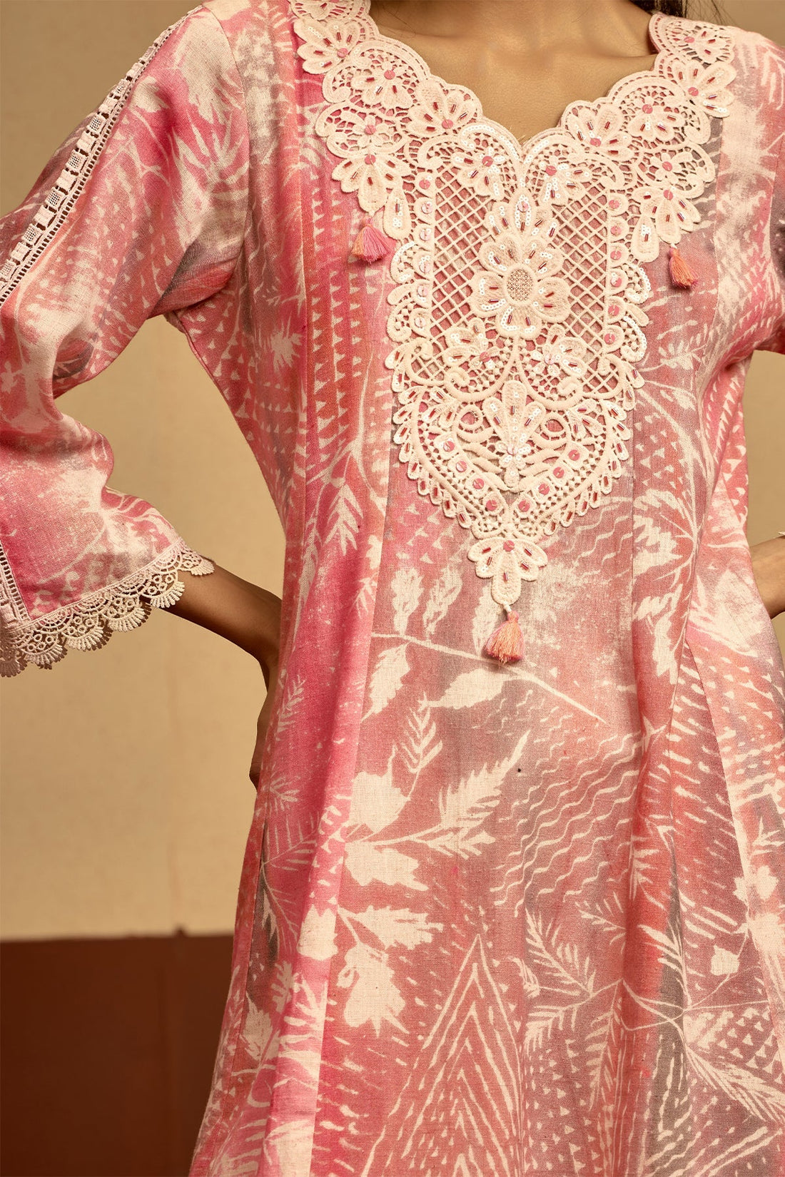 Cream Printed Kurta 2 Pcs Set
