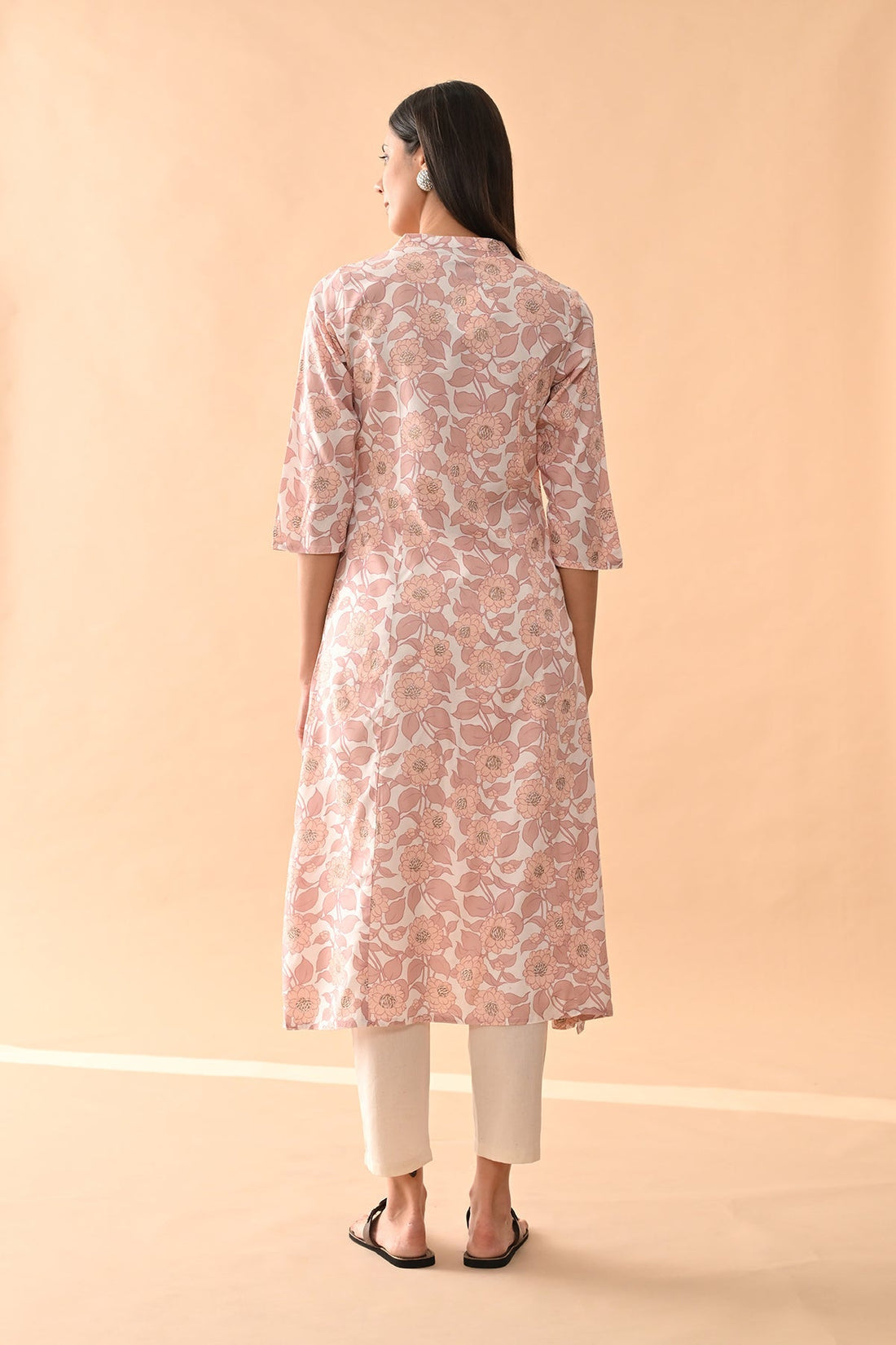 Cream Floral Printed Kurta