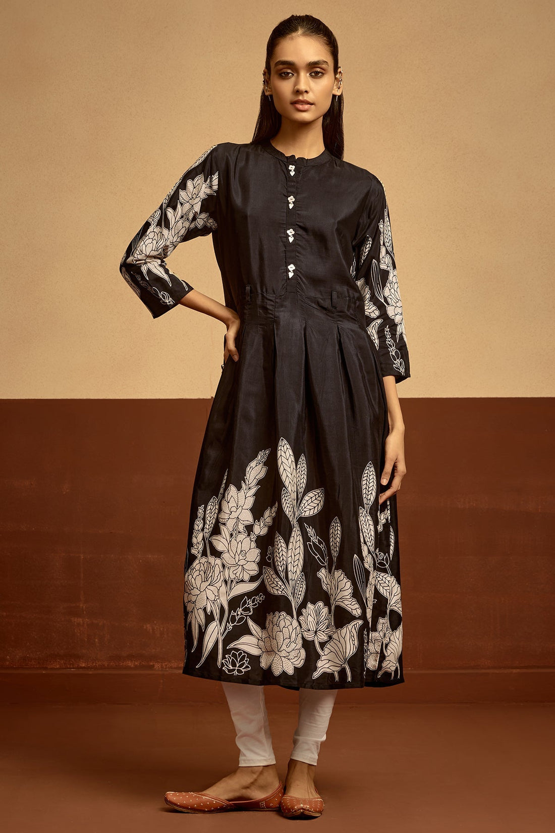Black Printed Flared Dress