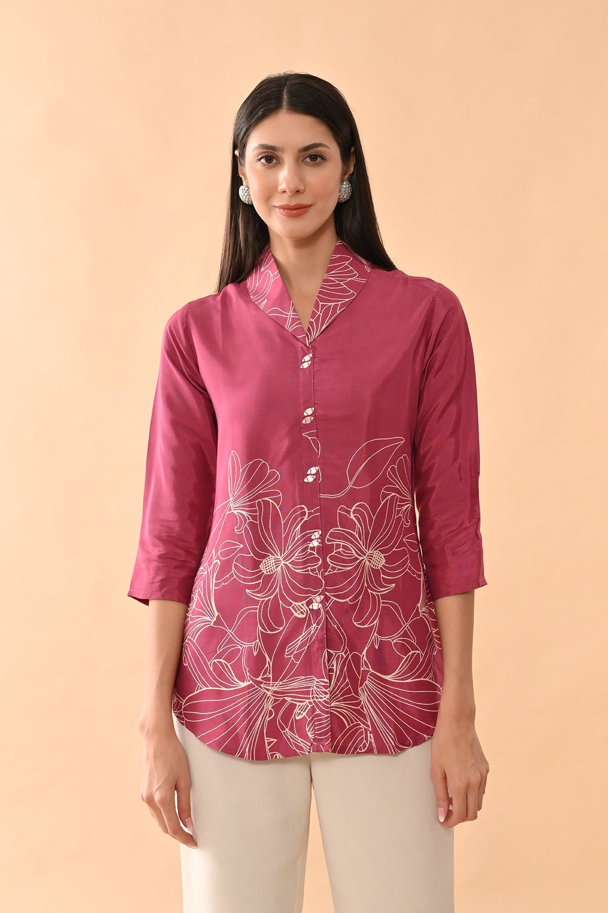 Pink Printed straight Top