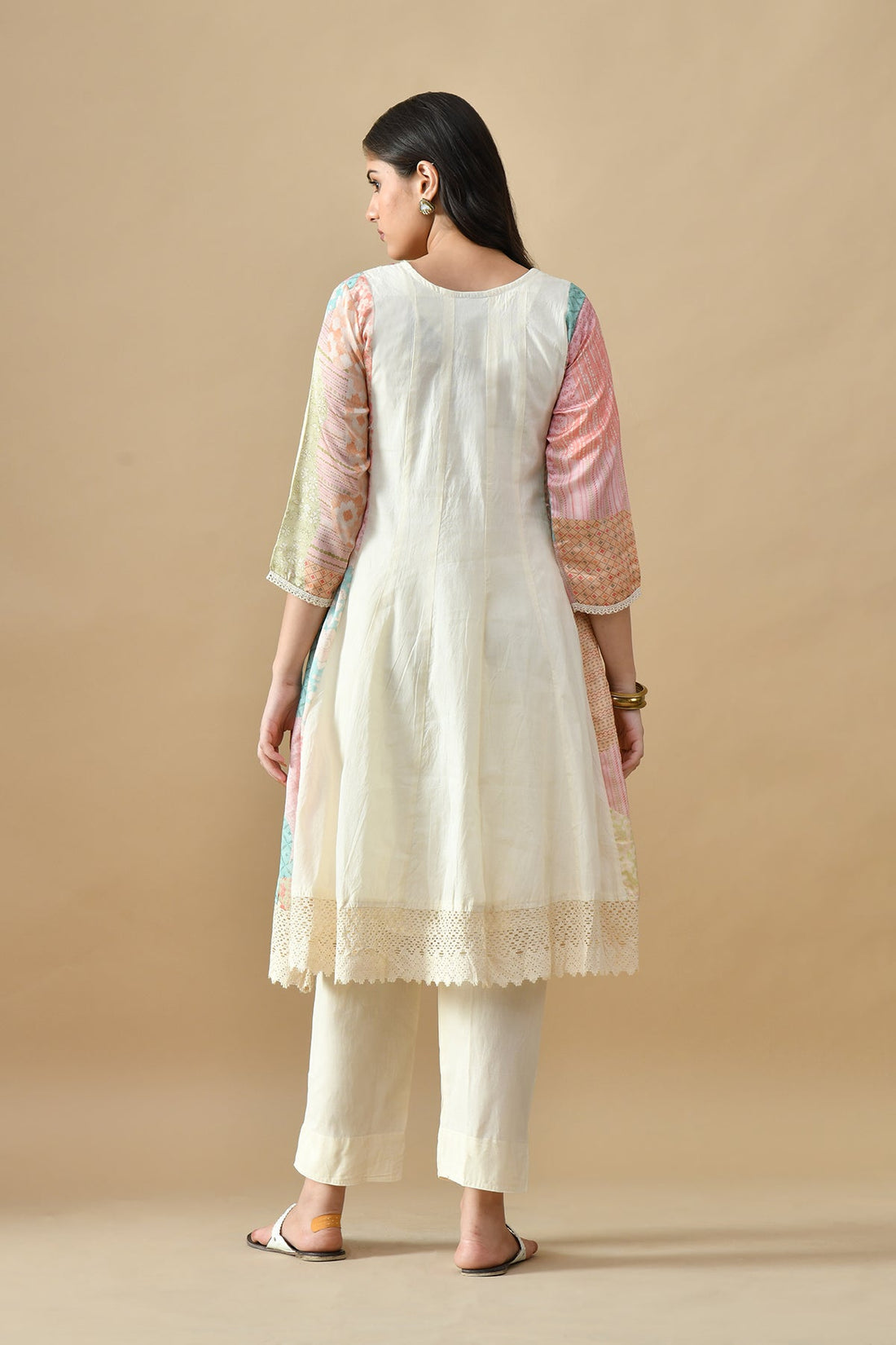 Cream Embroidered Kurta 3 Pcs Set