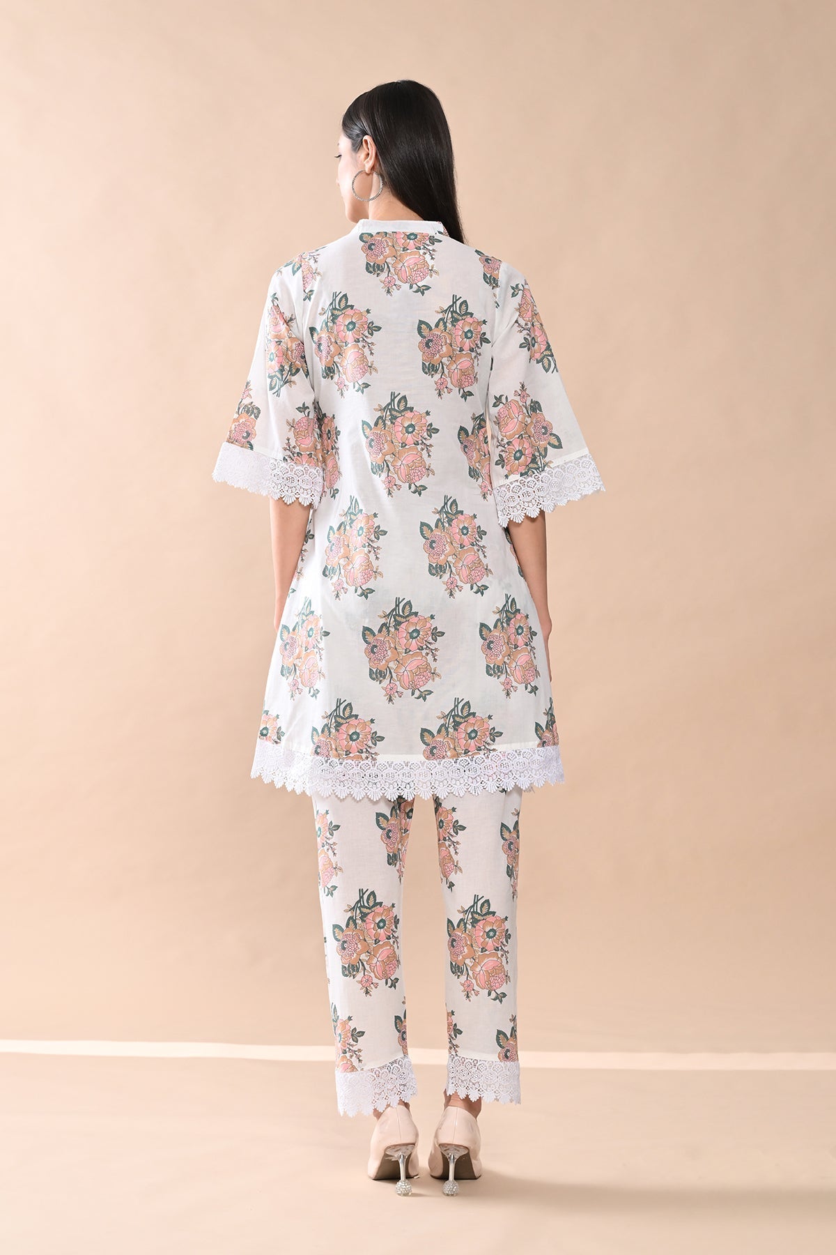 White Printed A-line Kurta 2 Pcs Set