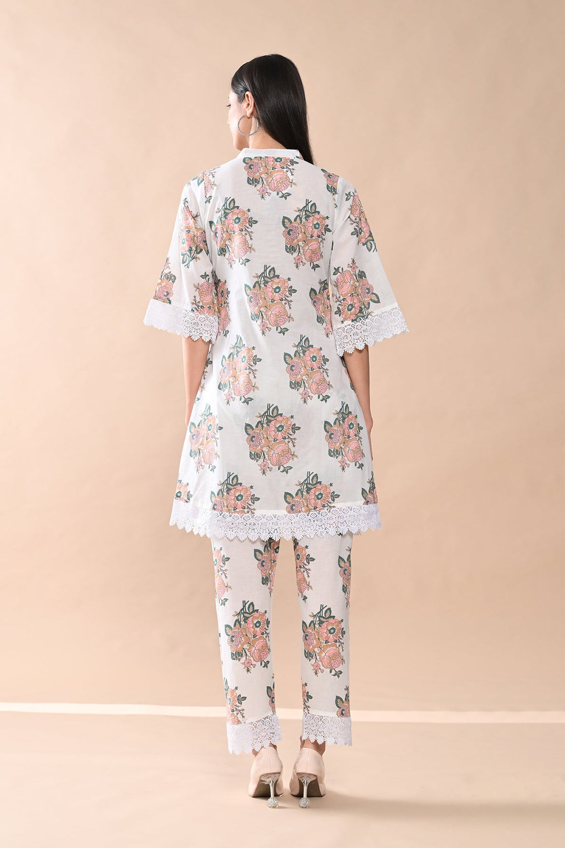 White Printed A-line Kurta 2 Pcs Set
