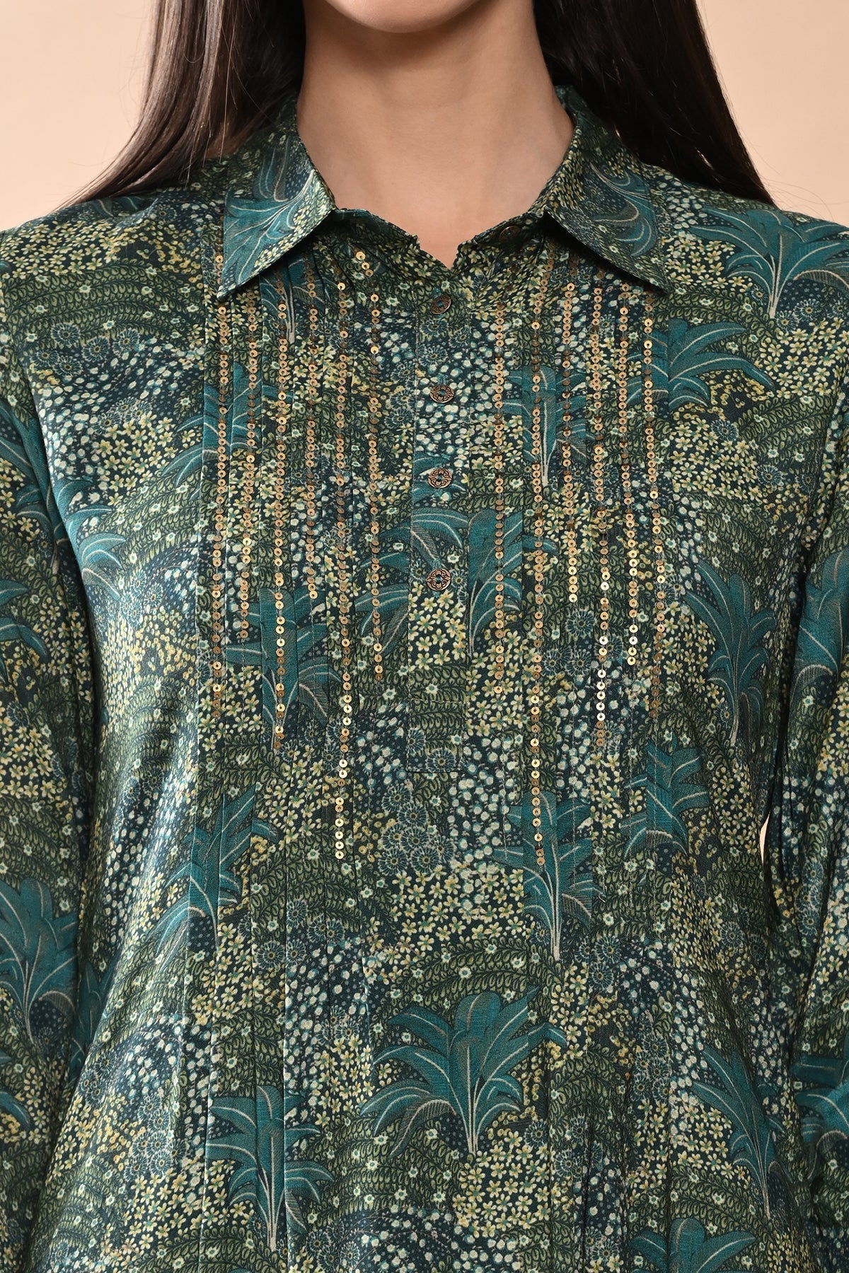 Green Printed Kurta 2 Pcs Set