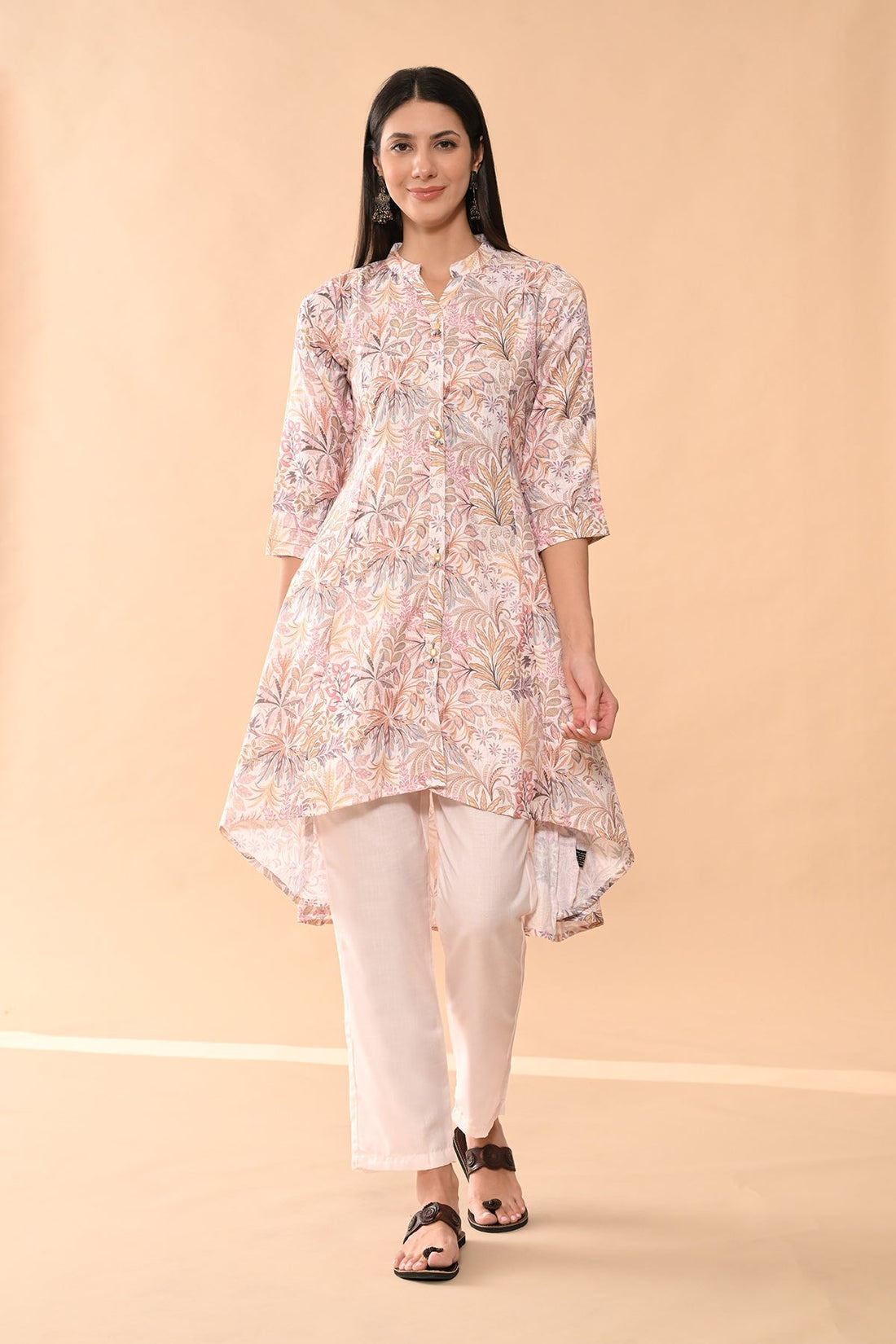 Cream Printed Kurta 2 Pcs Set