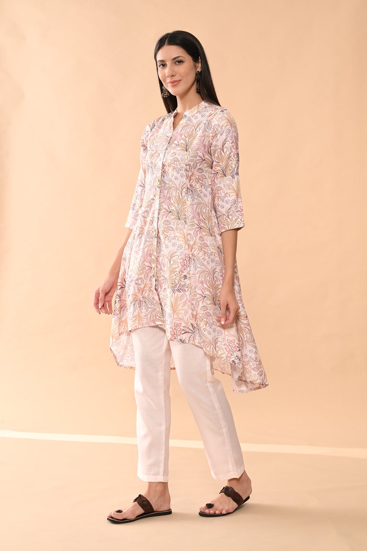 Cream Printed Kurta 2 Pcs Set