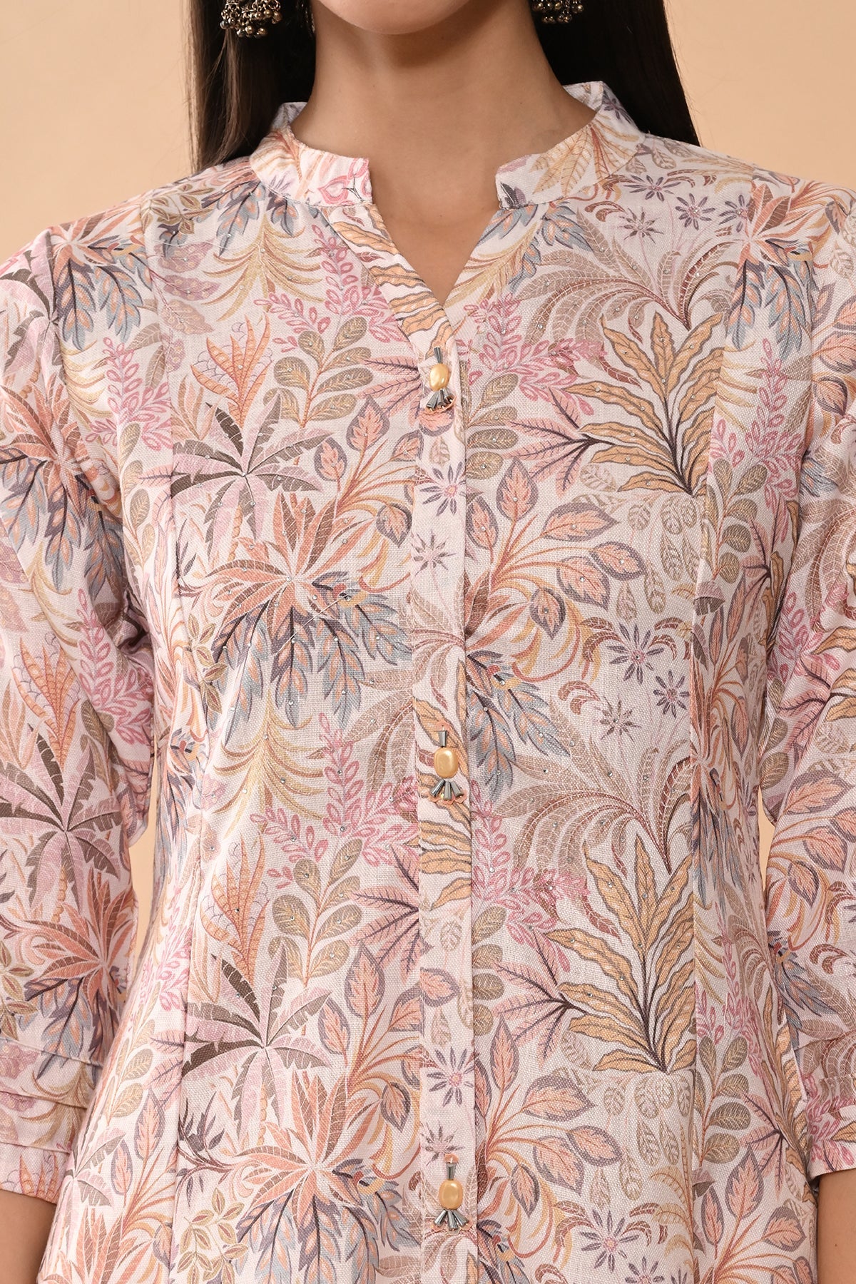 Cream Printed Kurta 2 Pcs Set