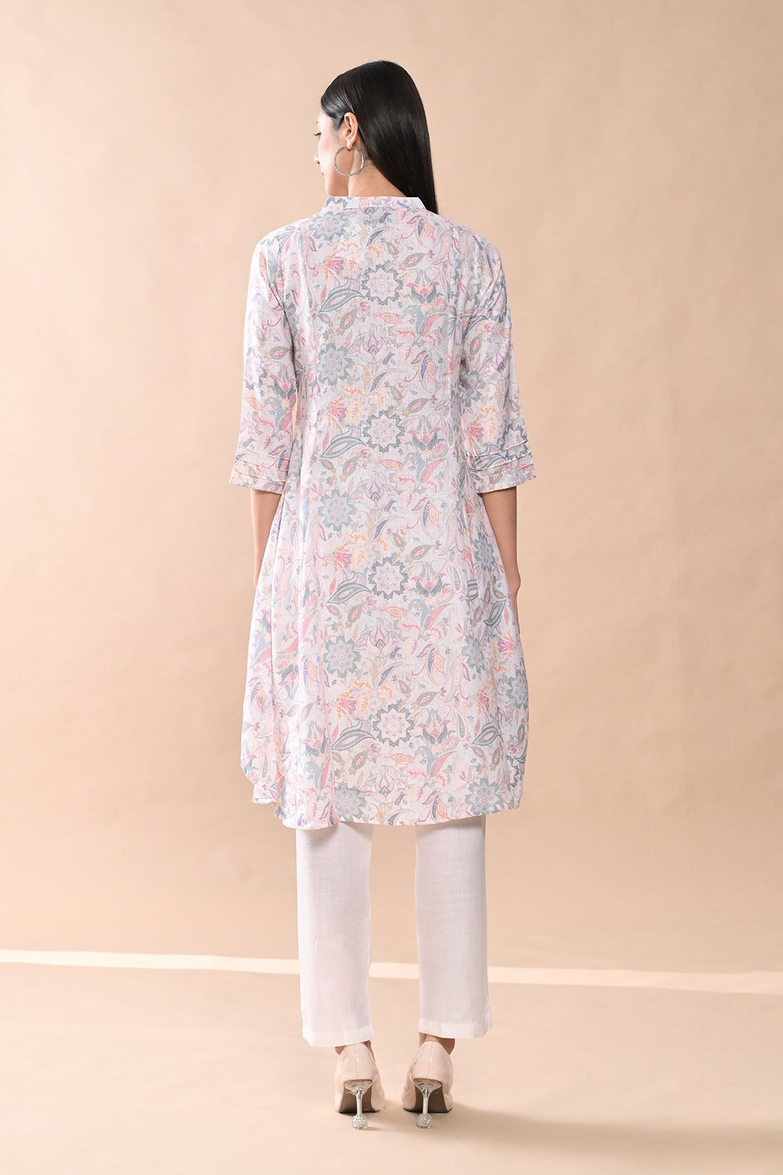 Cream Printed Kurta 2 Pcs Set