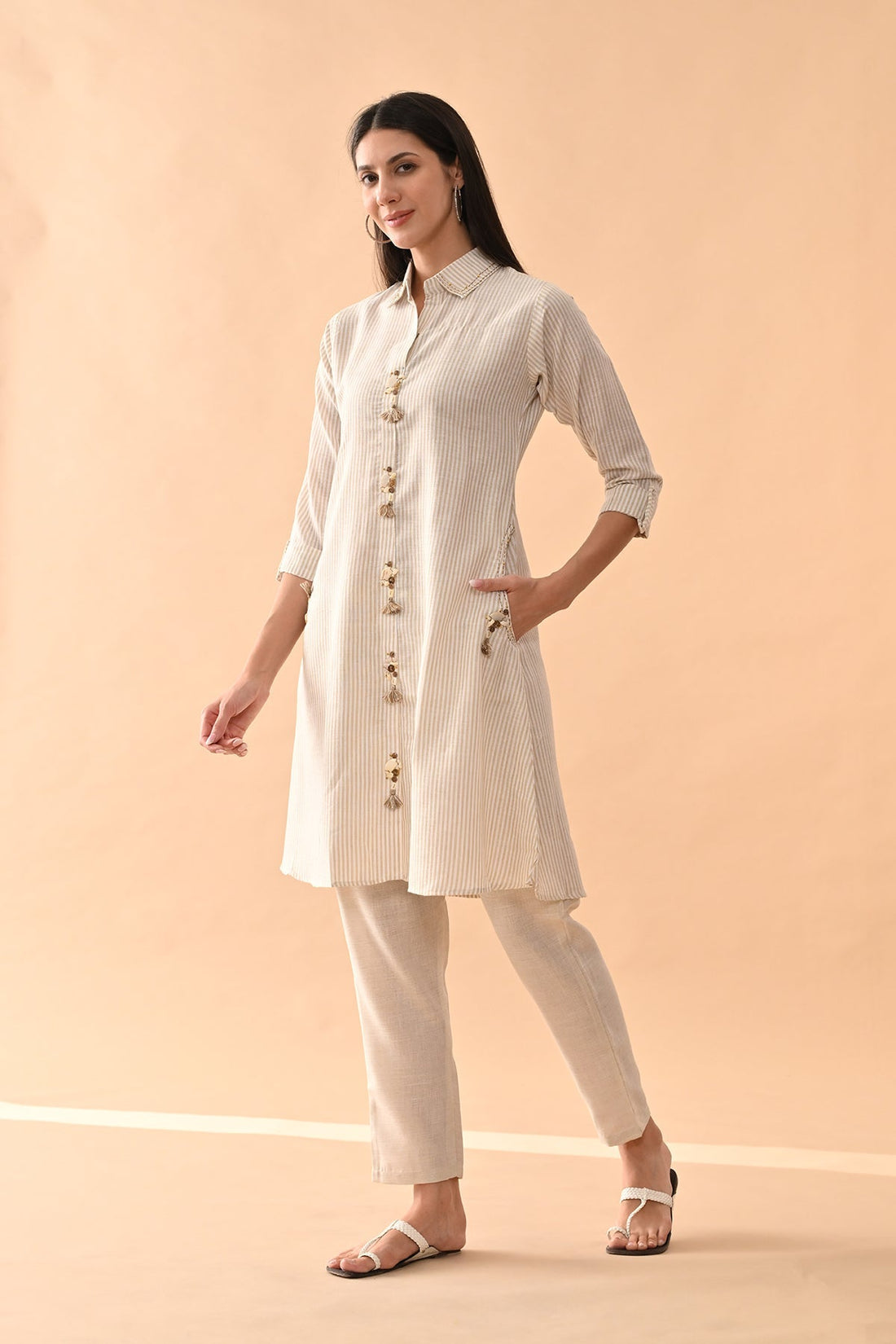 White Self Design kurta 2 Pcs Set