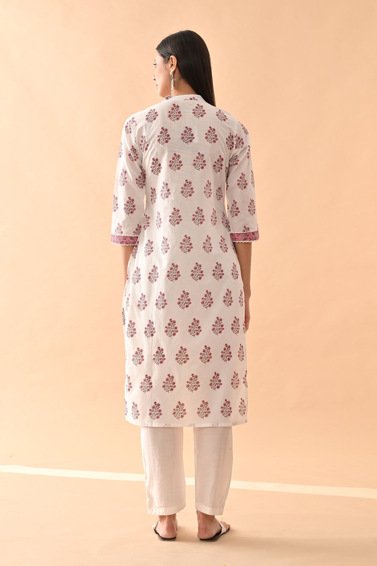White Floral Printed Kurta