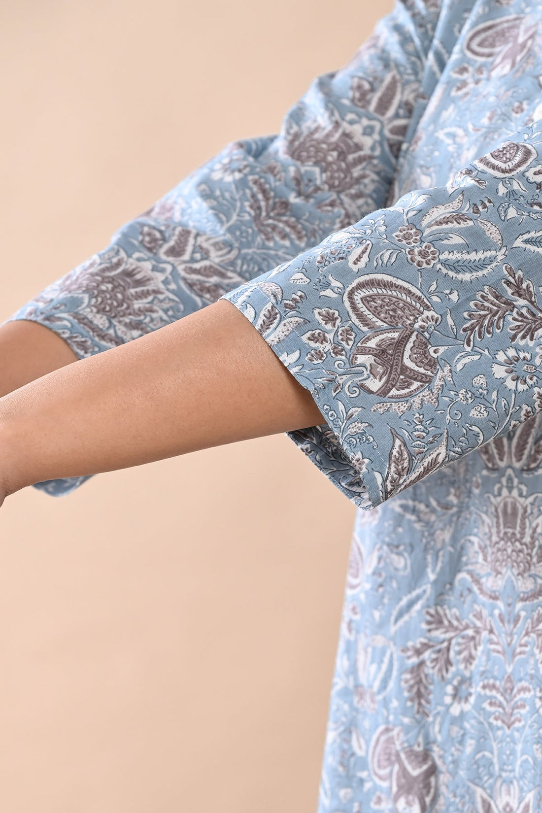 Blue Printed Kurta 3 Pcs Set