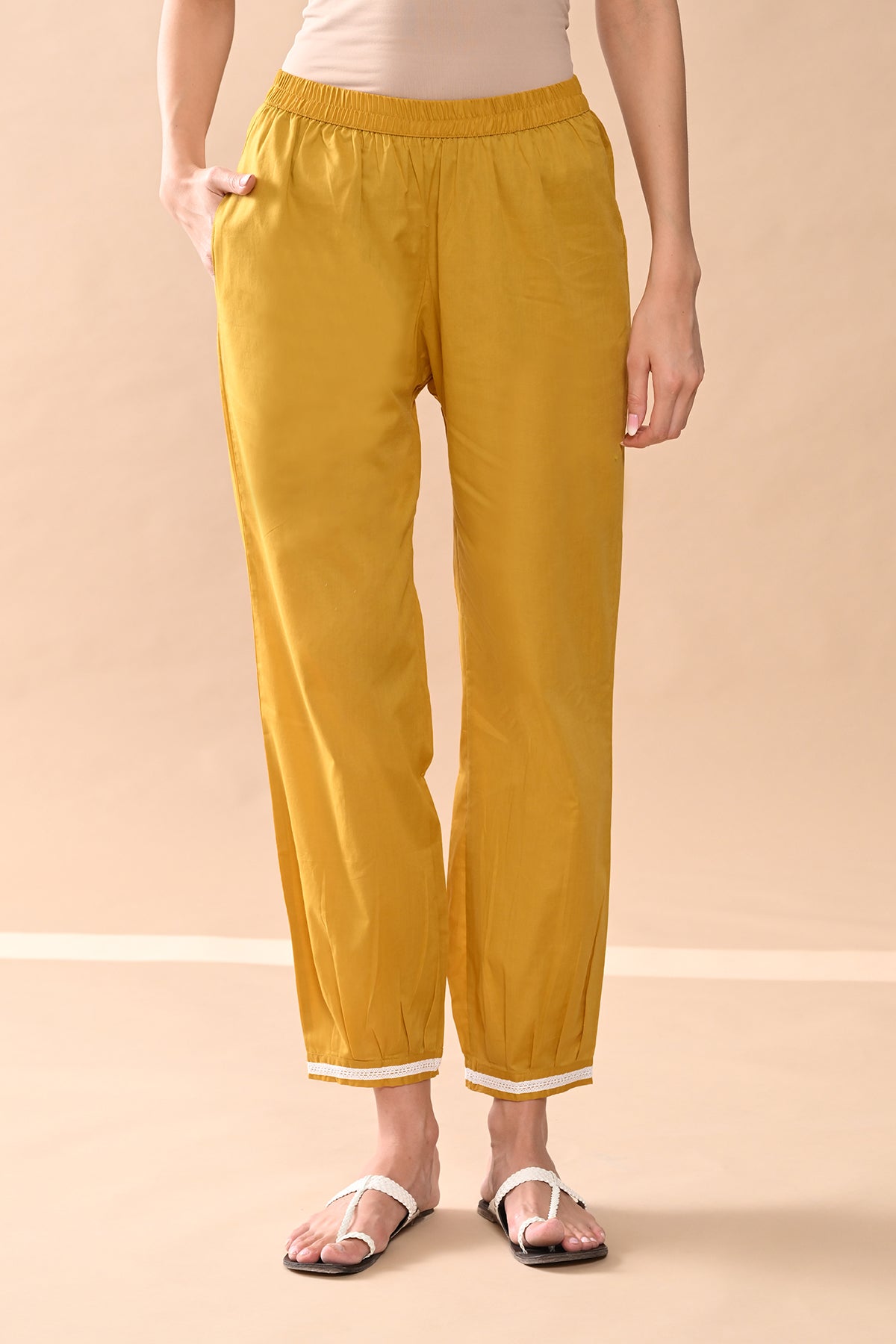 Mustard Embroidered Kurta 3 Pcs Set