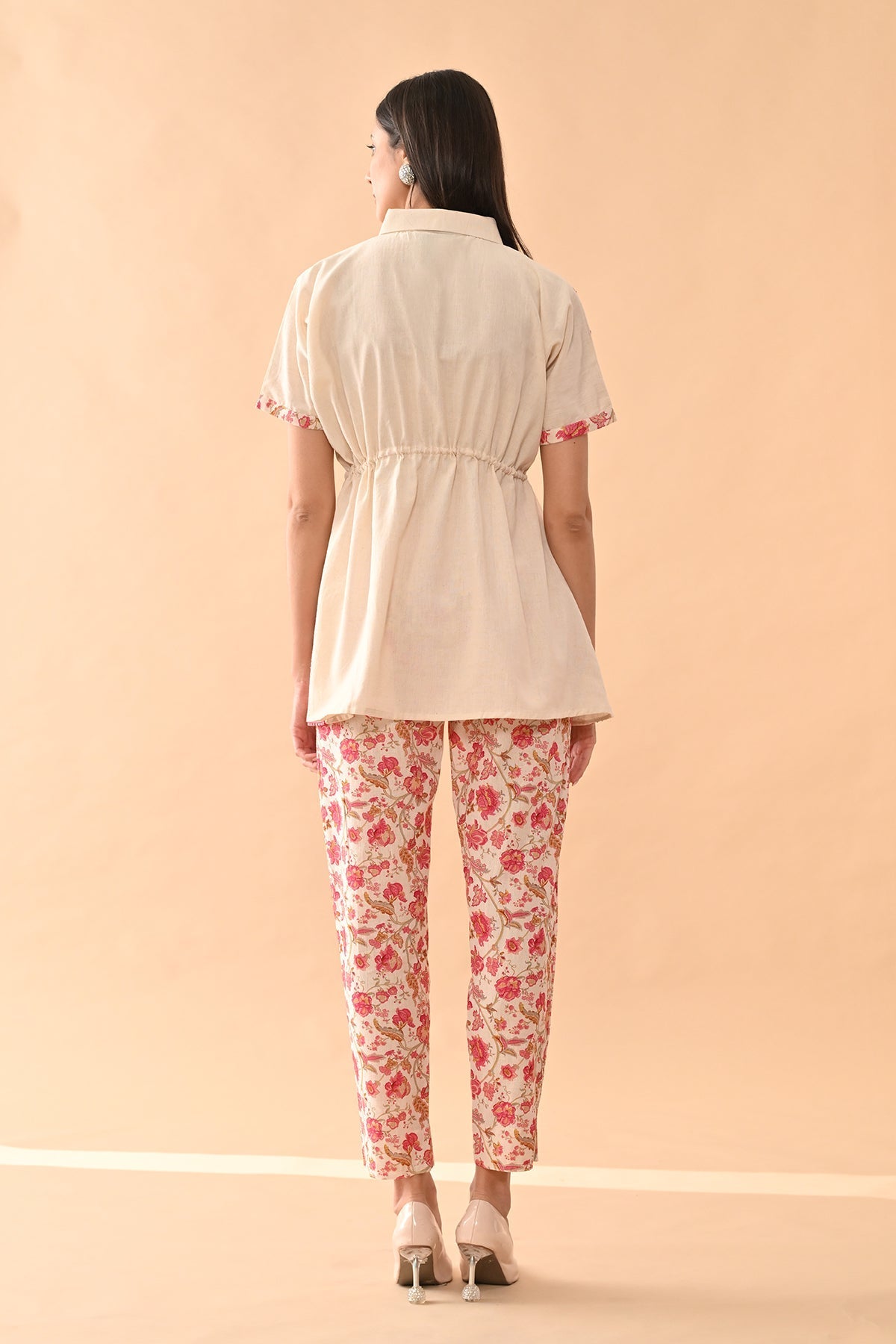 Cream Embroidered Kurta Set