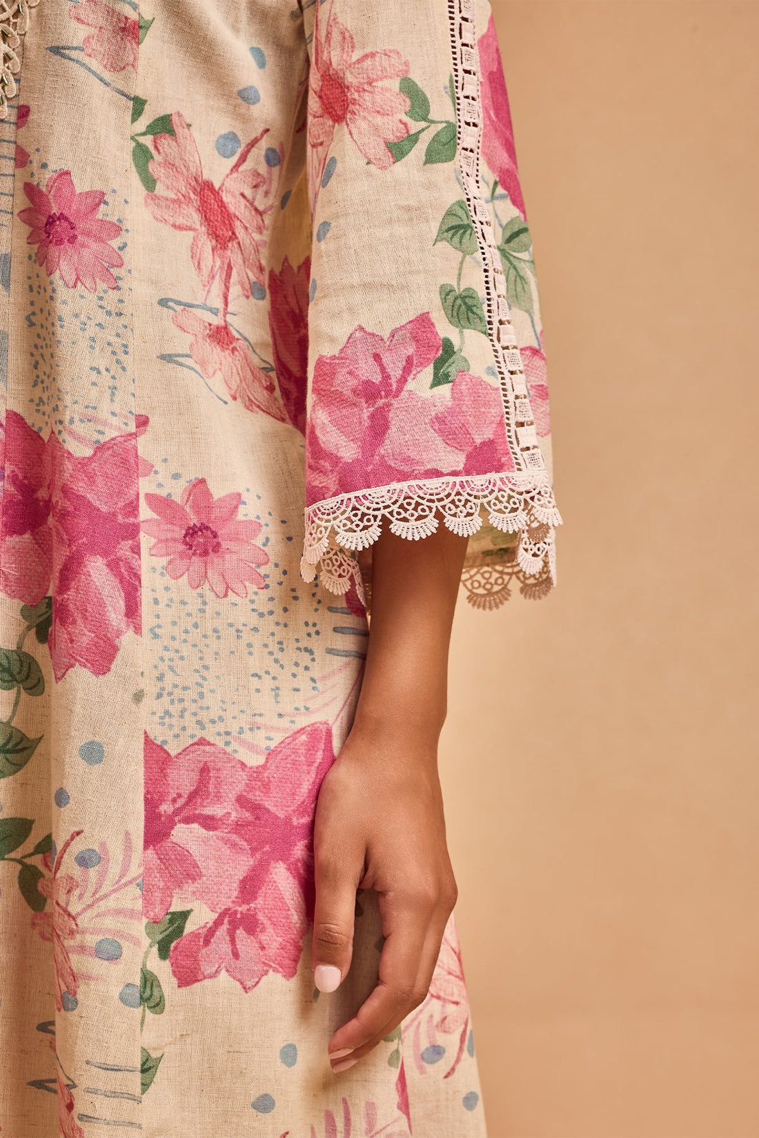 Cream Printed Kurta 2 Pcs Set