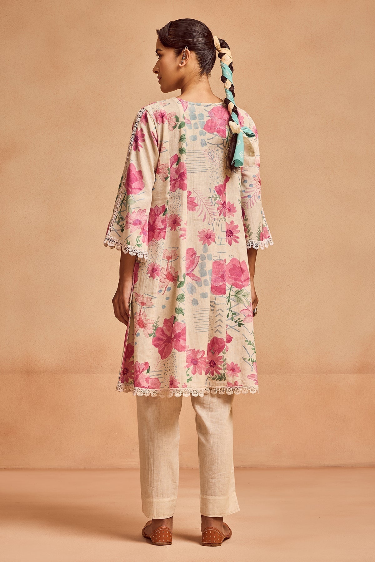 Cream Printed Kurta 2 Pcs Set
