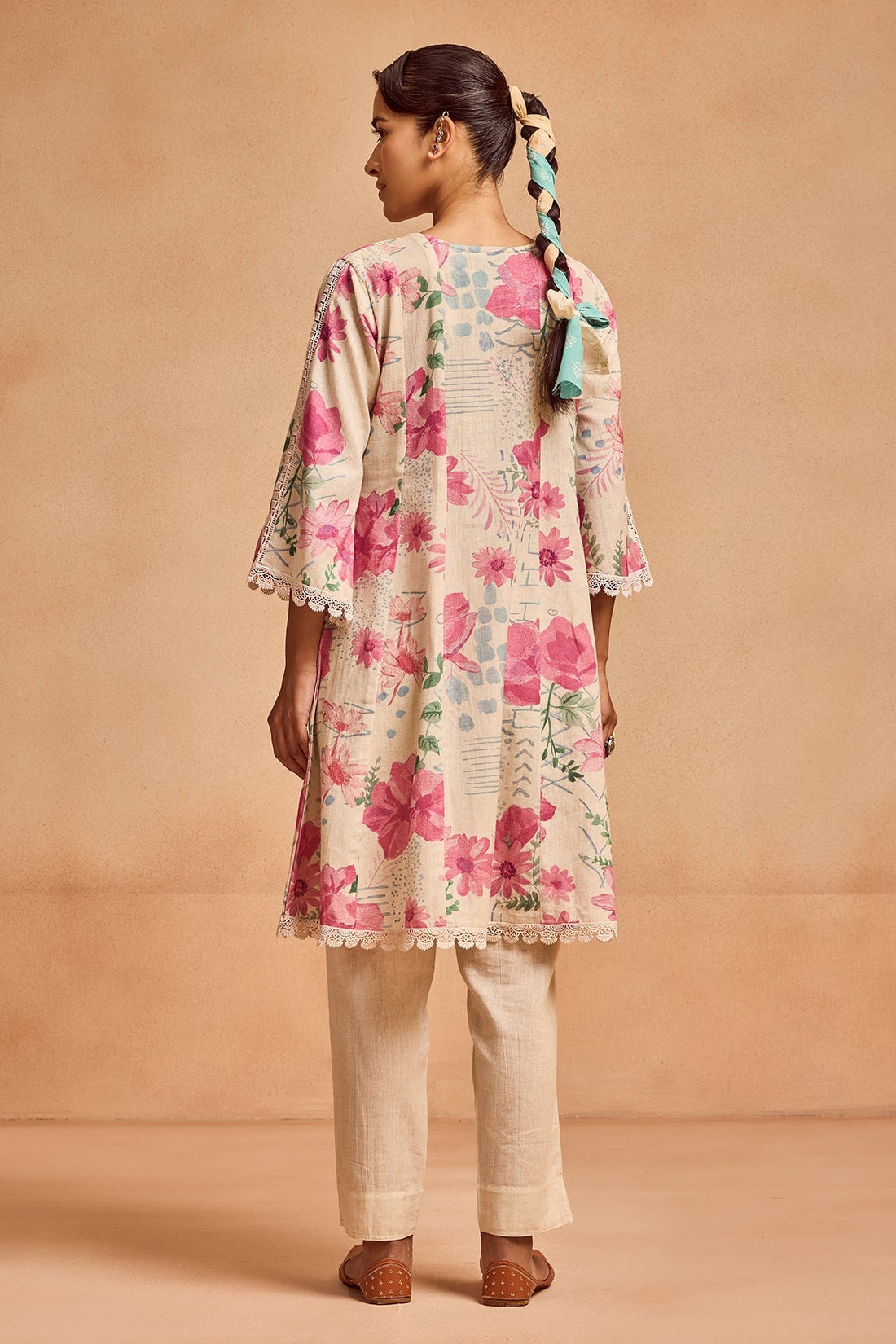Cream Printed Kurta 2 Pcs Set