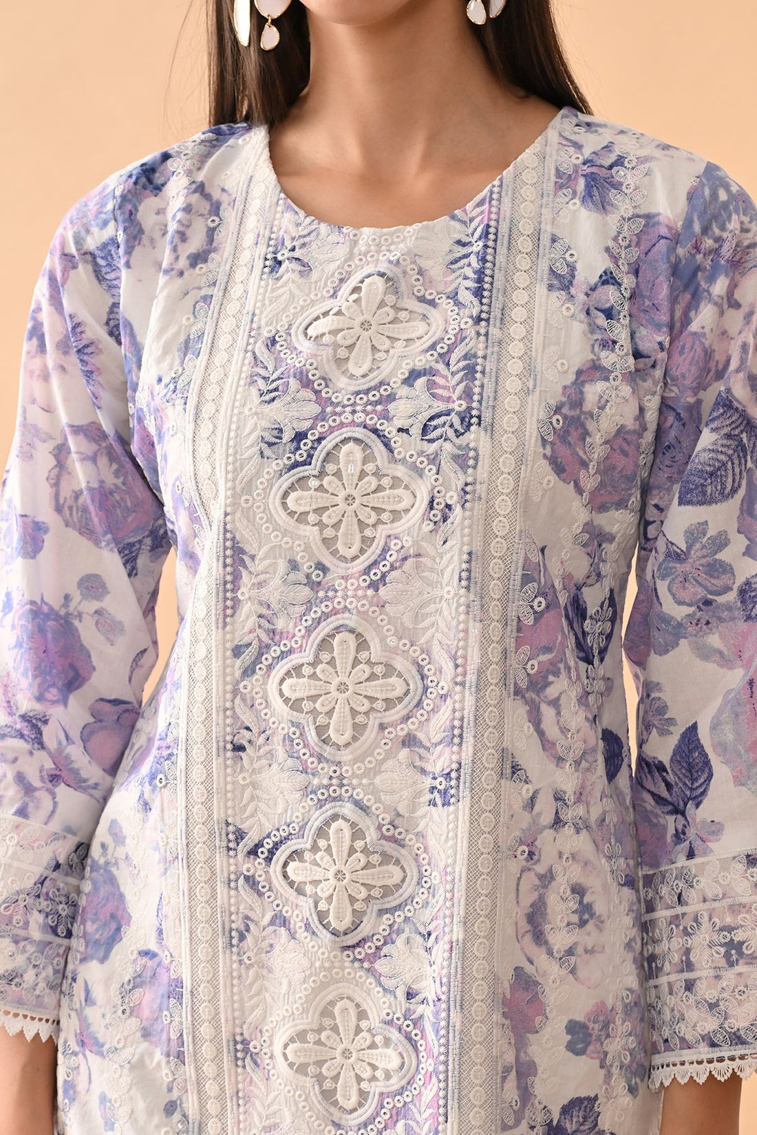 White Embellished Kurta 2 Pcs Set