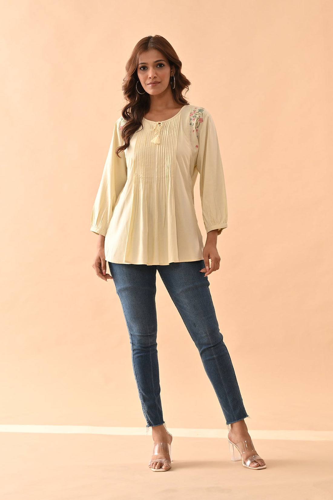 Cream Embroidered Top