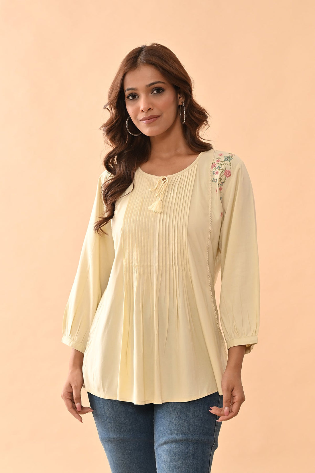 Cream Embroidered Top