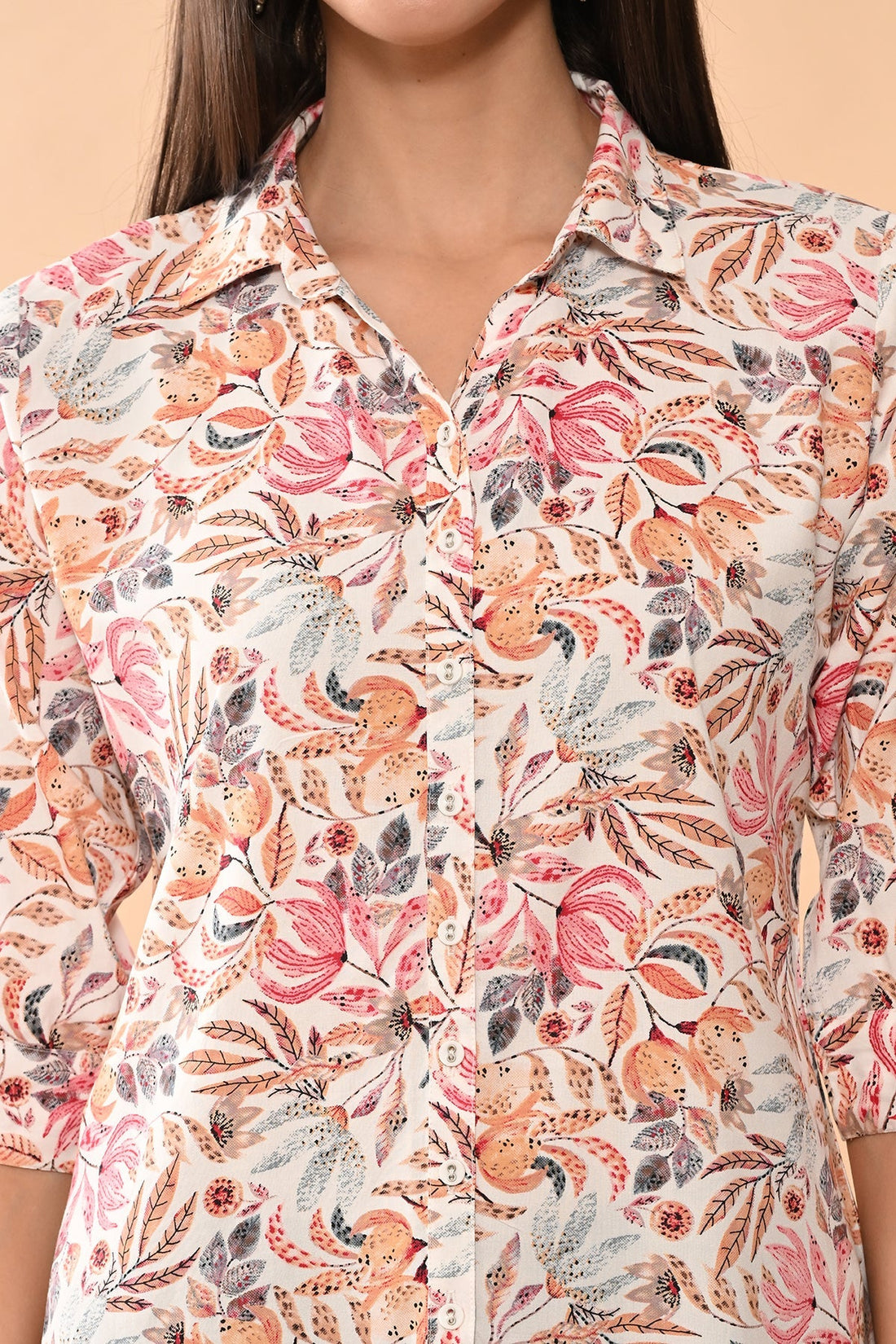 White Printed Straight Top