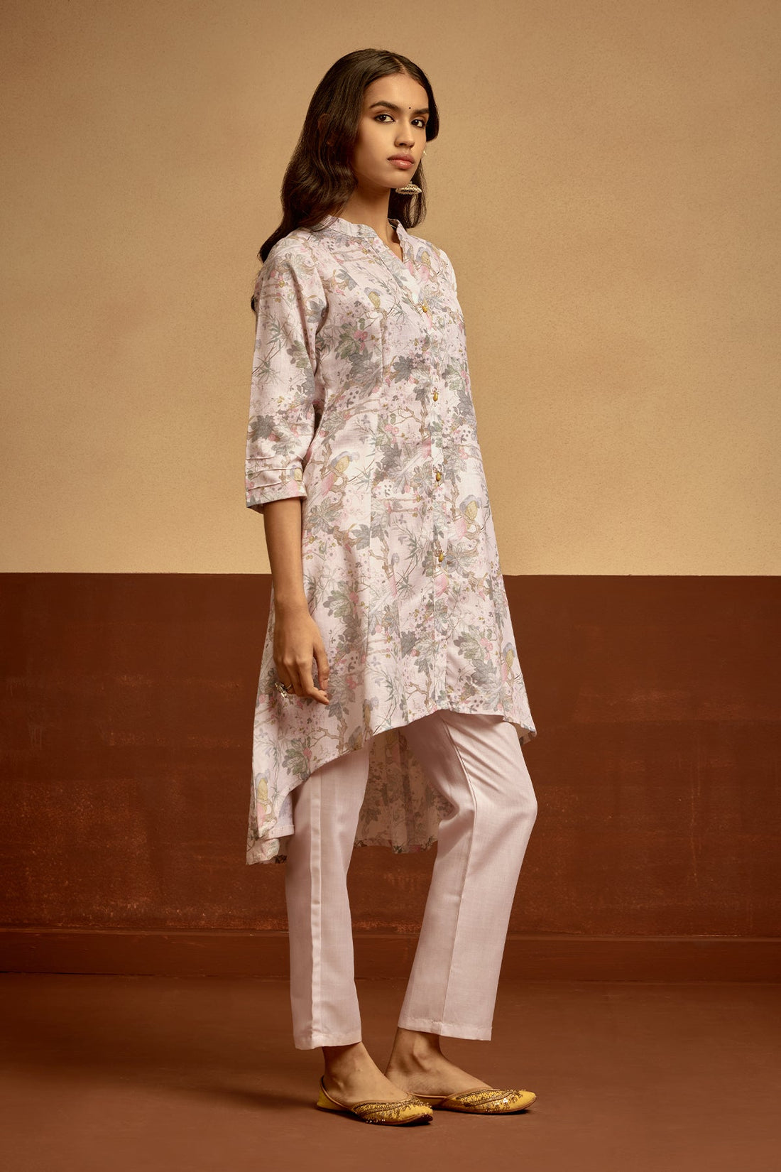 Cream Printed Kurta 2 Pcs Set