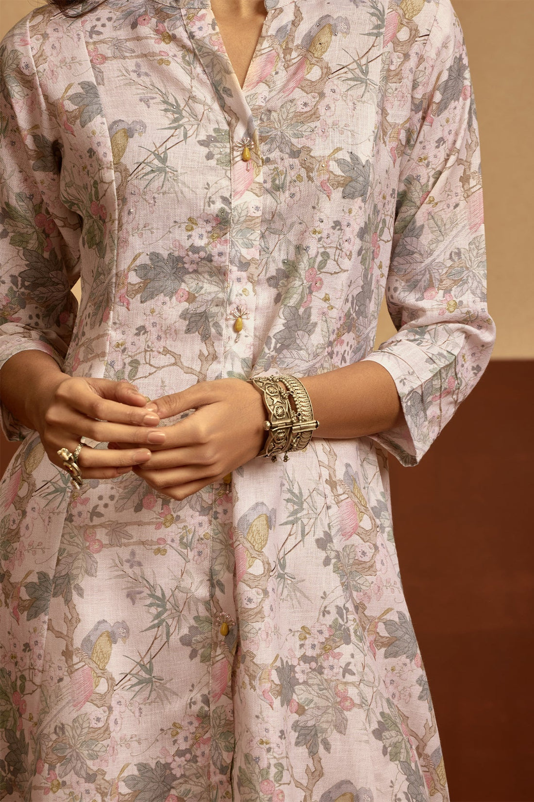 Cream Printed Kurta 2 Pcs Set