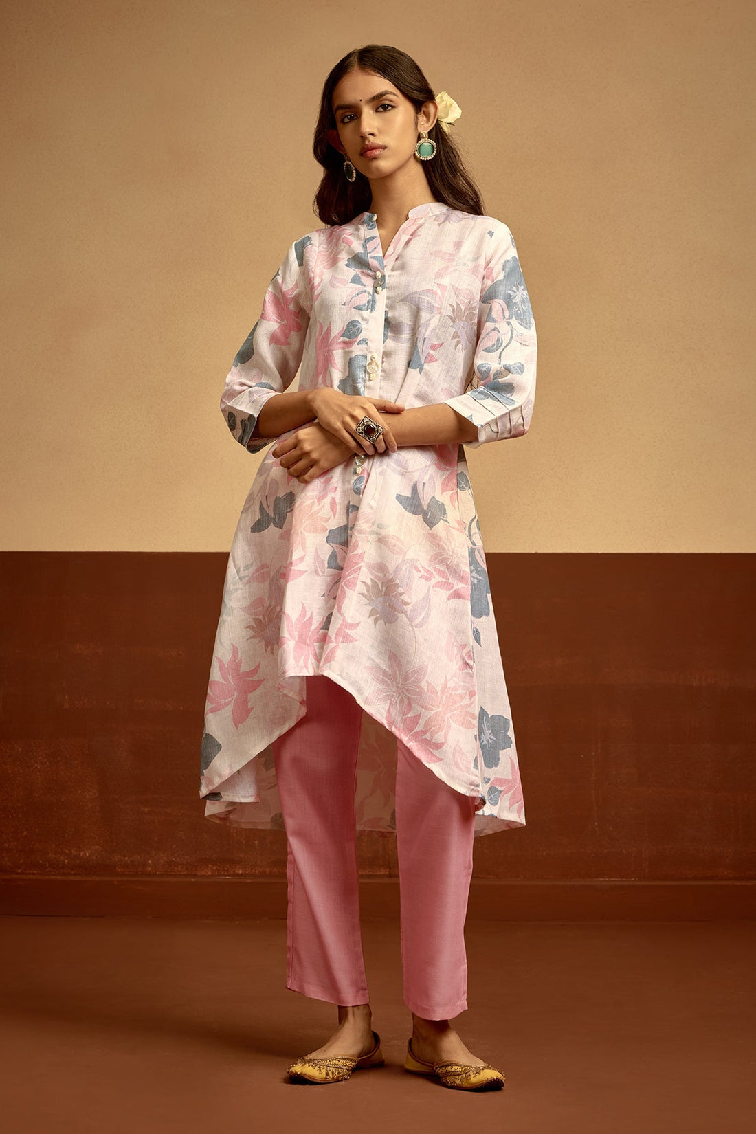 Cream Printed Kurta 2 Pcs Set