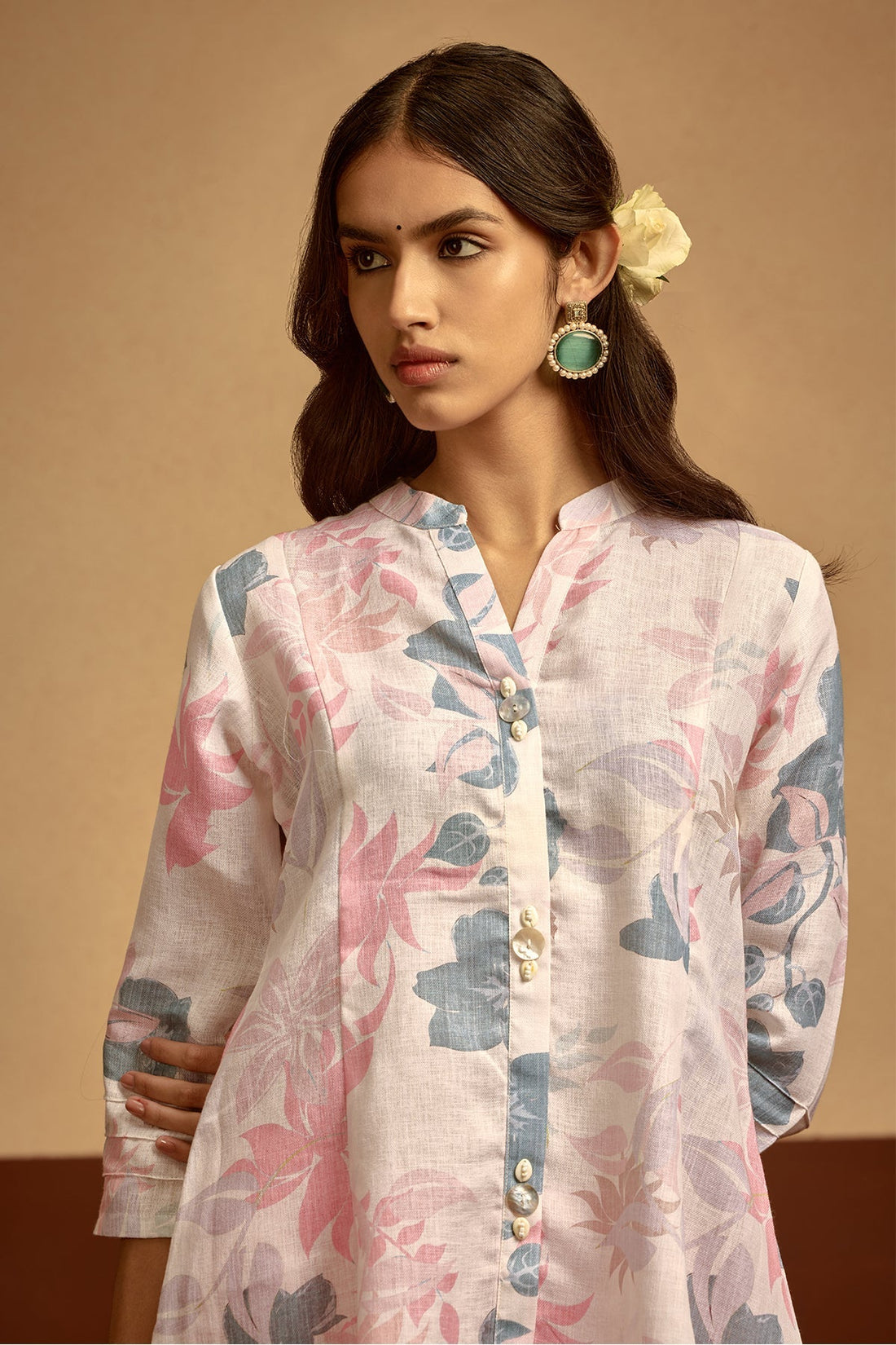 Cream Printed Kurta 2 Pcs Set