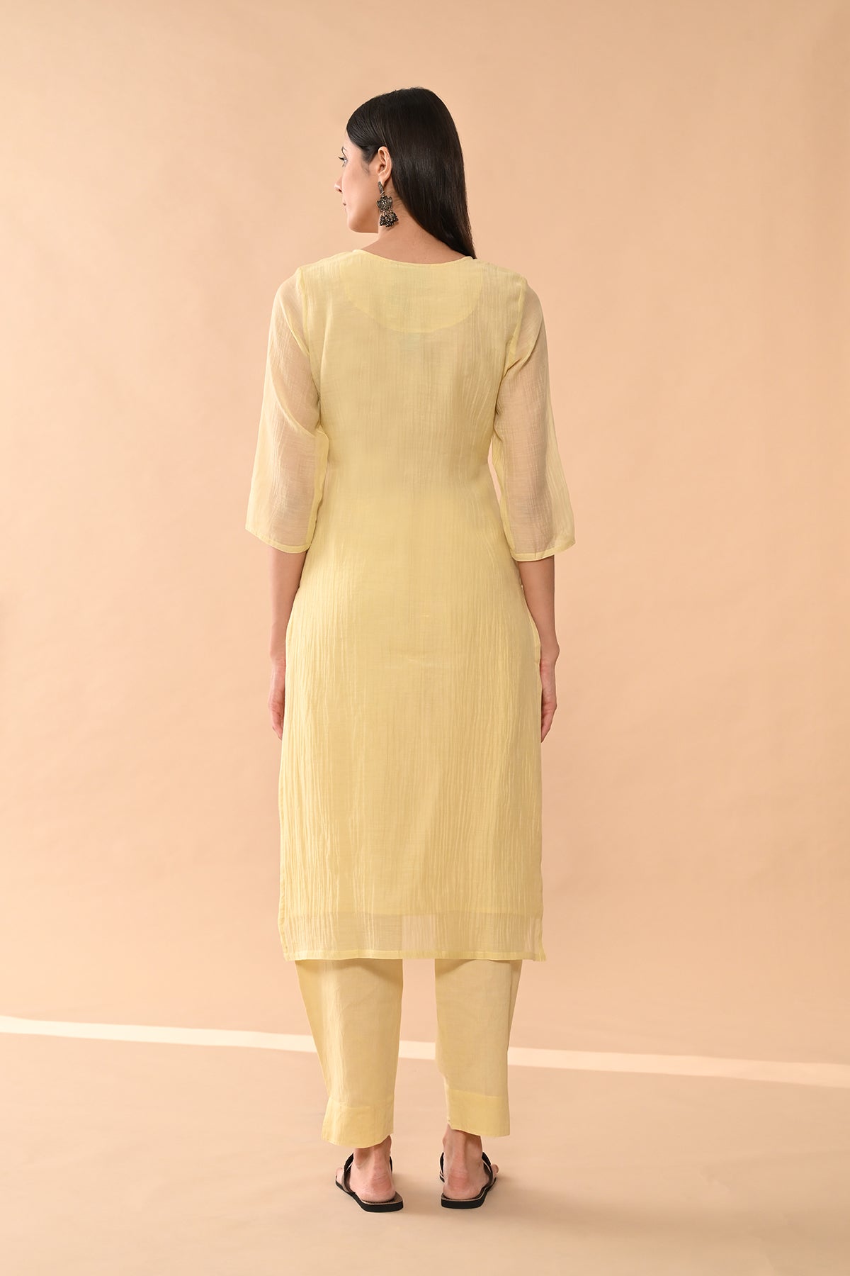 Yellow Embroidered Kurta 3 Pcs Set