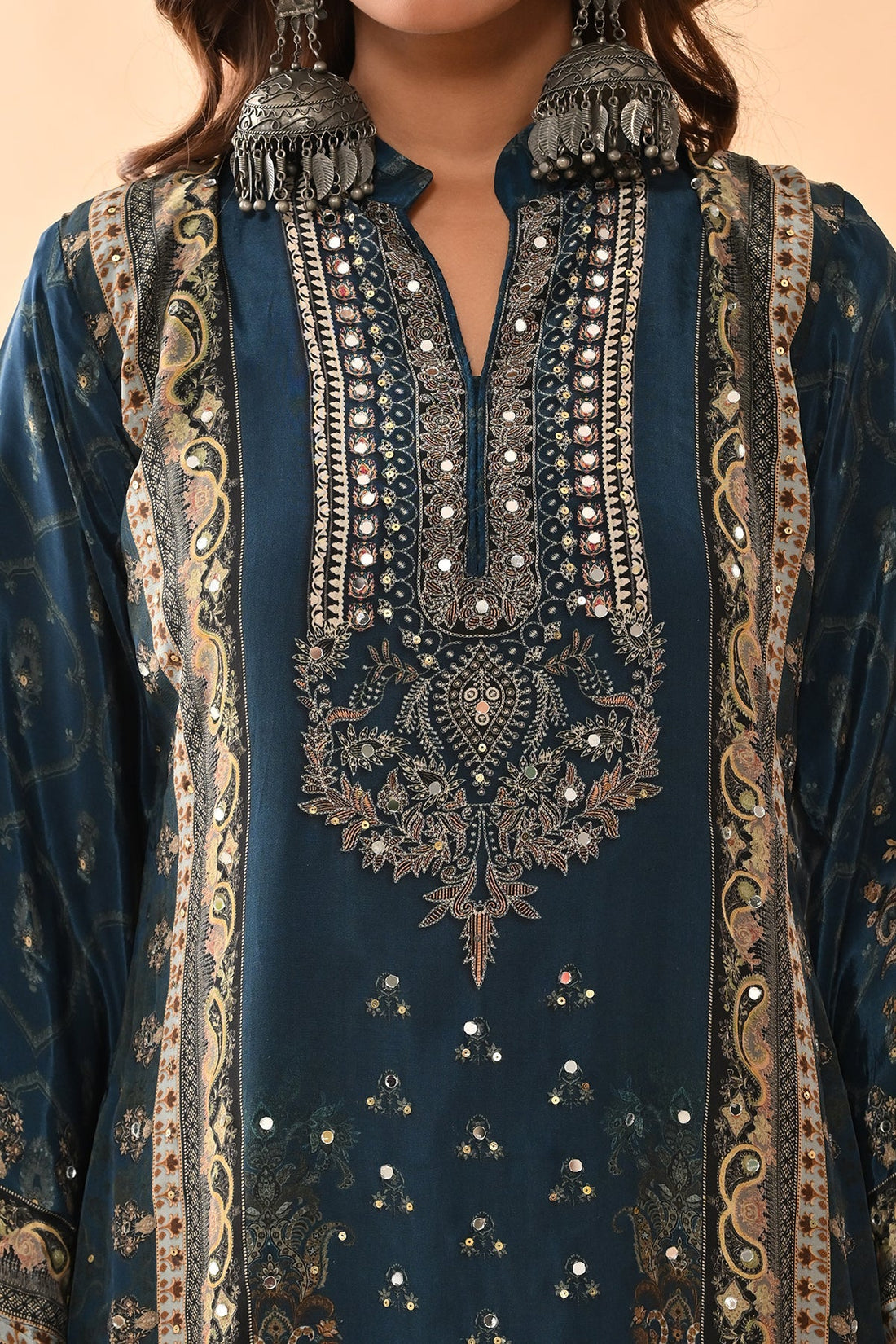 Teal Embellished Kurta 3 Pcs Set