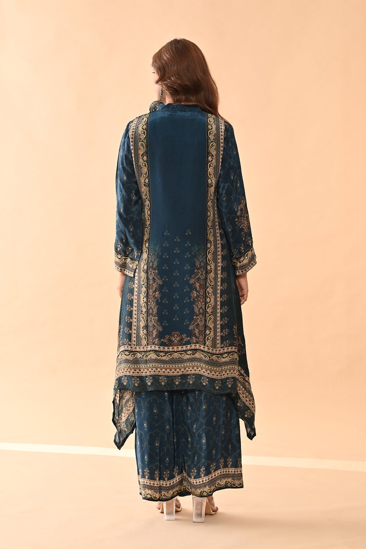 Teal Embellished Kurta 3 Pcs Set