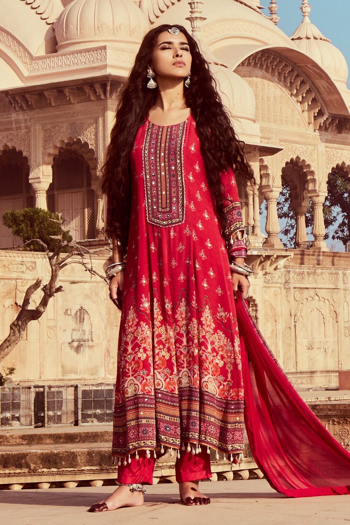 Pink Embellished Kurta 3 Pcs Set