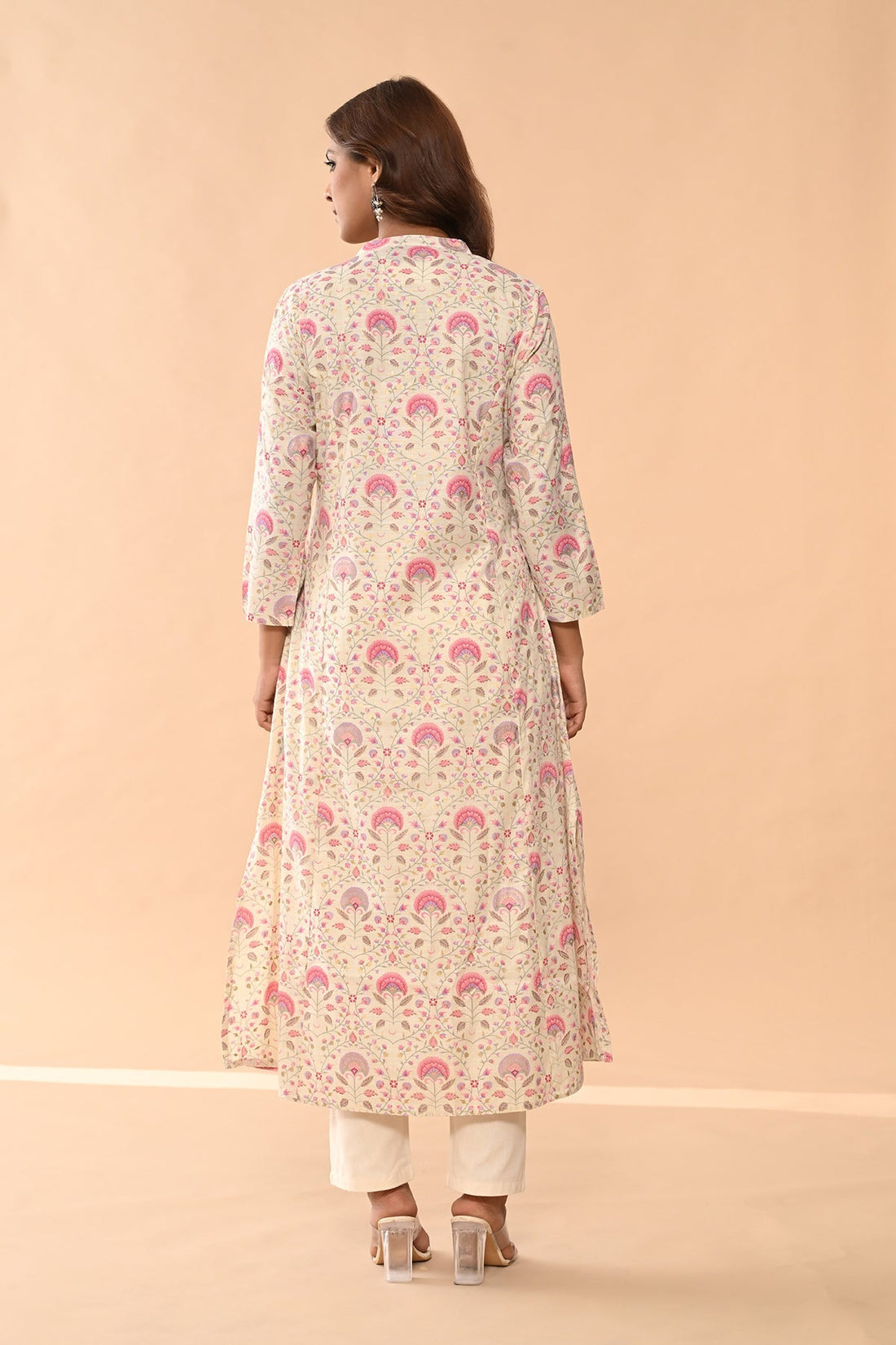 Cream Floral Printed Kurta