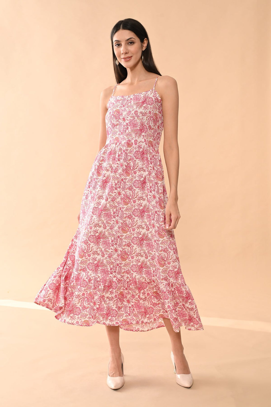 Cream Printed Dress