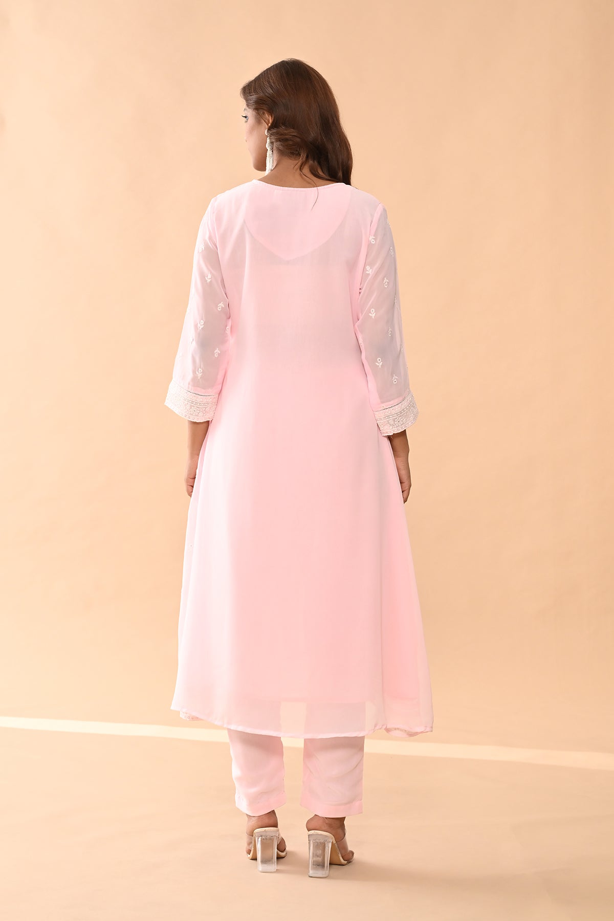Pink Straight Kurta 3 Pcs Set