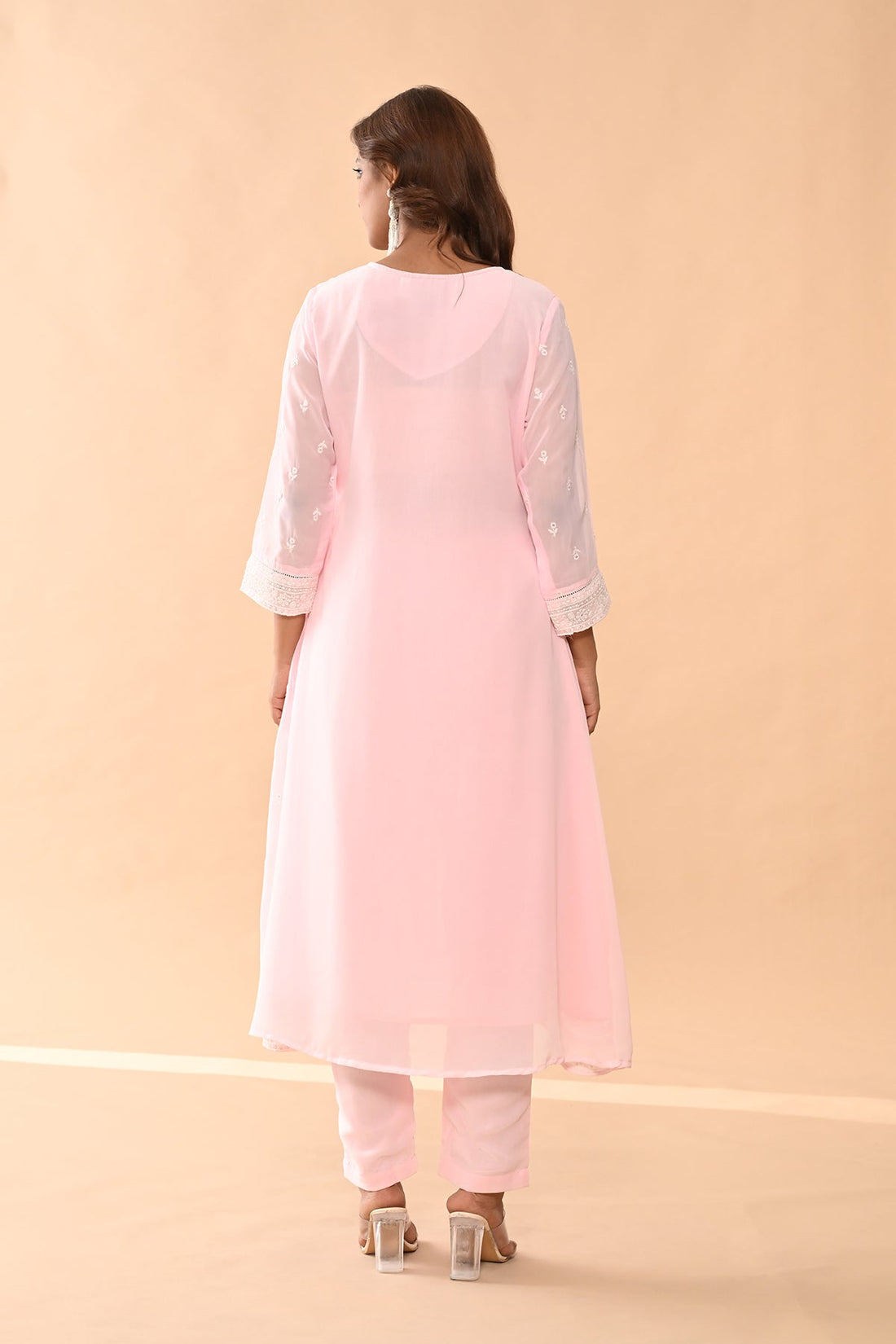 Pink Straight Kurta 3 Pcs Set