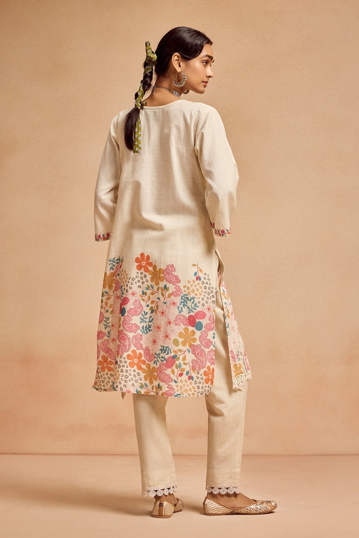 Cream Printed Kurta 2 Pcs Set