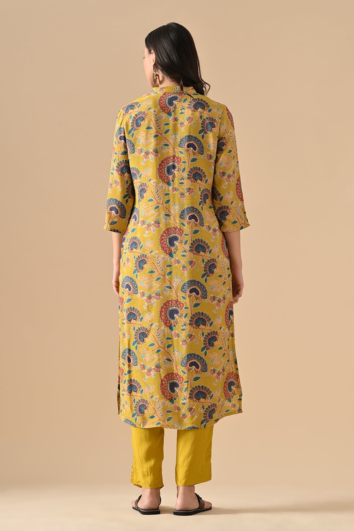 Mustard Printed Kurta 2 Pcs Set
