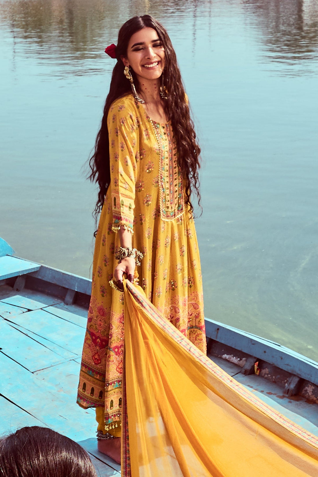 Mustard Embellished Kurta 3 Pcs Set