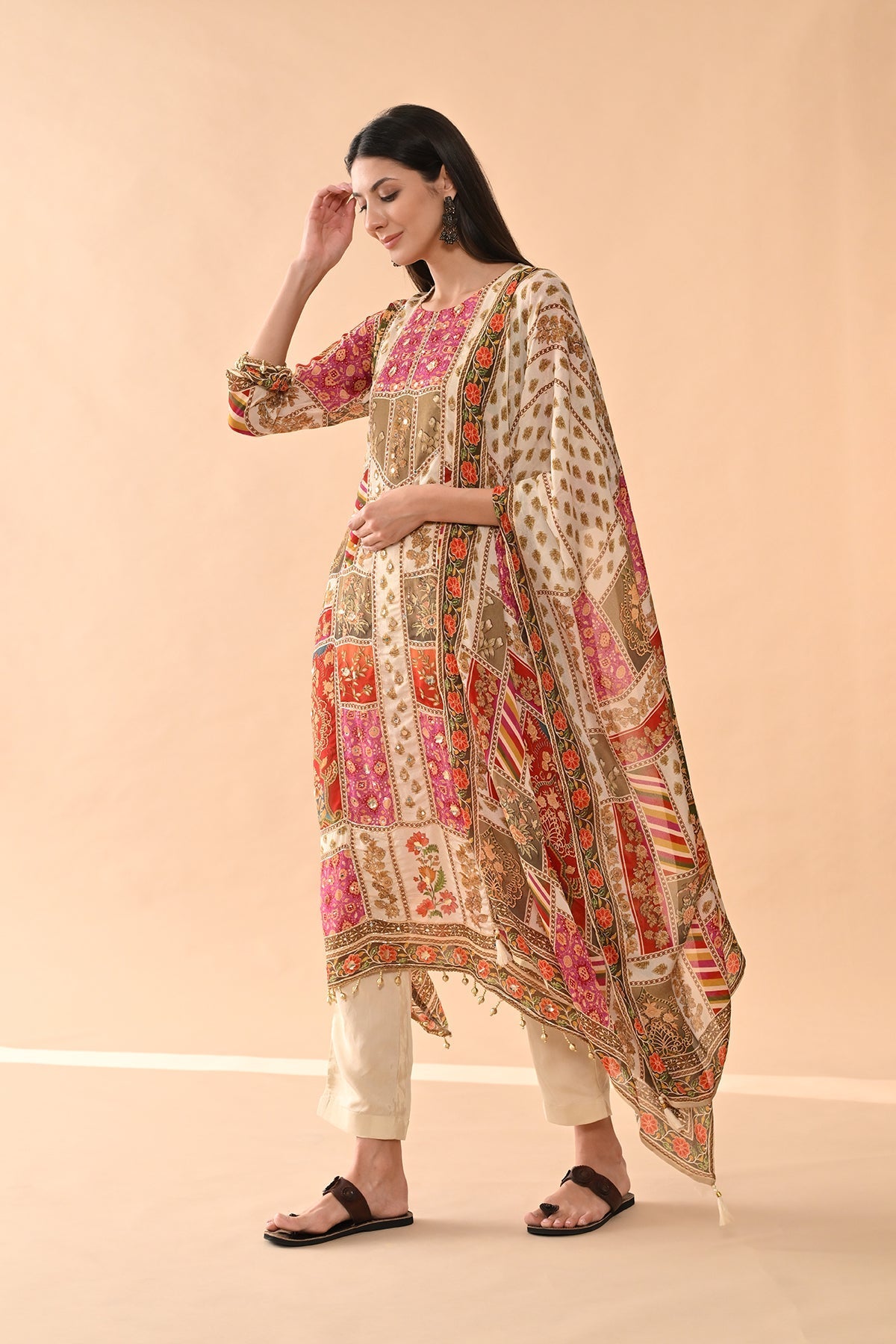 Multi Embellished Kurta 3 Pcs Set