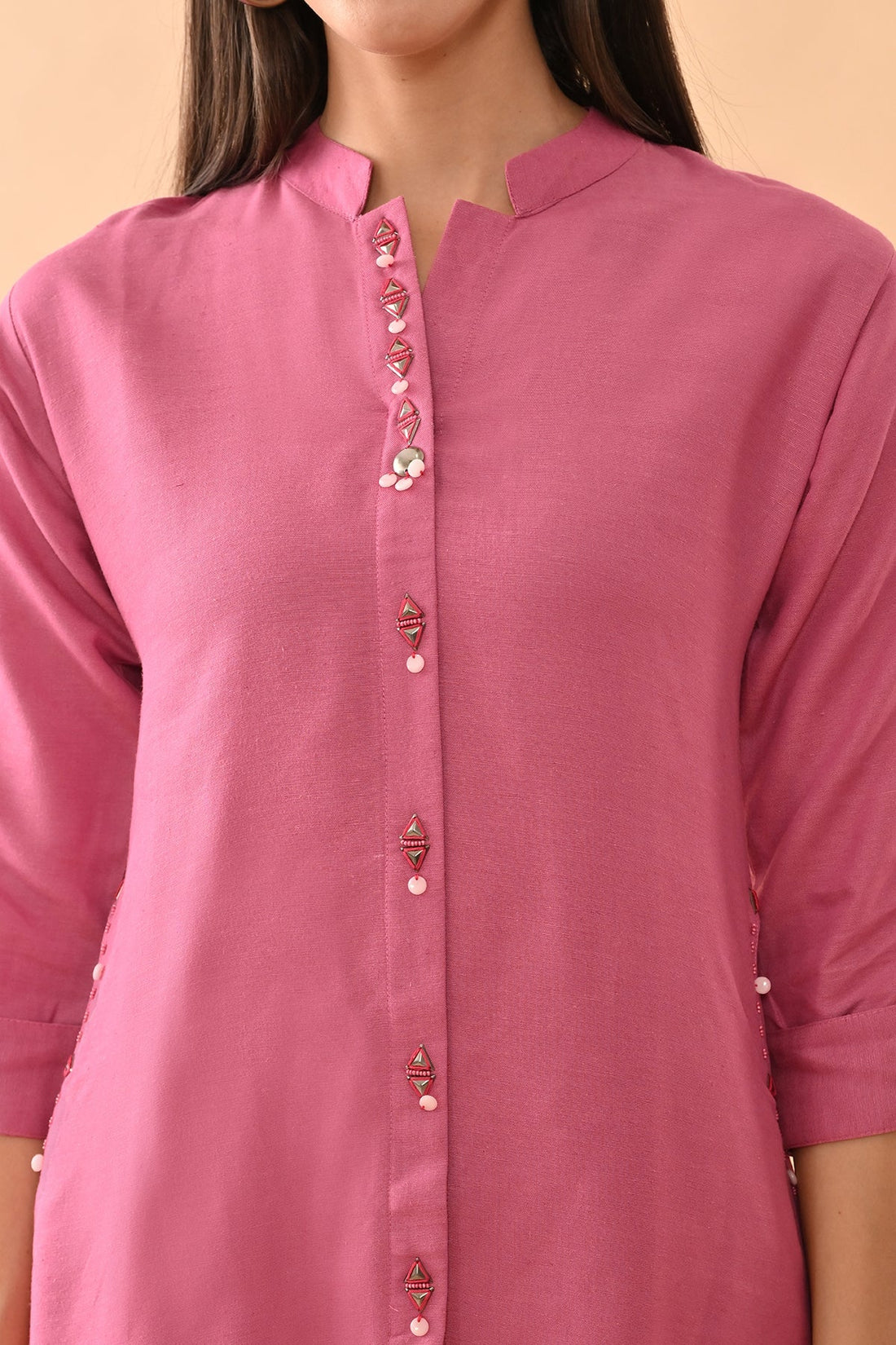 Pink Solid A-line Kurta 2 Pcs Set