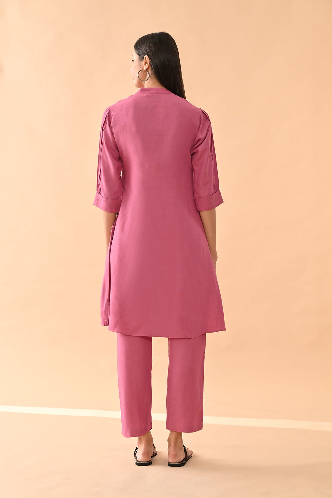 Pink Solid A-line Kurta 2 Pcs Set