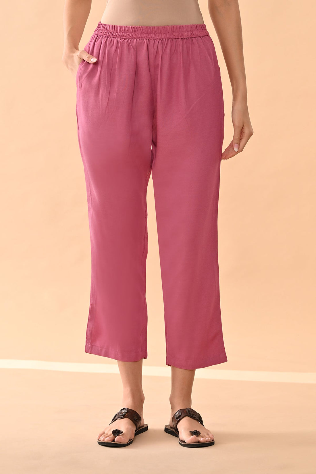 Pink Solid A-line Kurta 2 Pcs Set