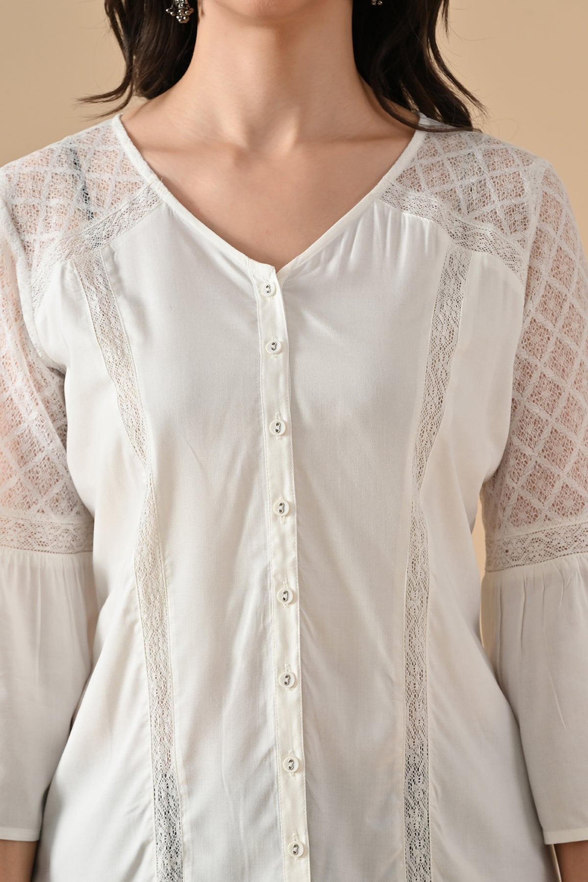 Cream Solid Straight Top